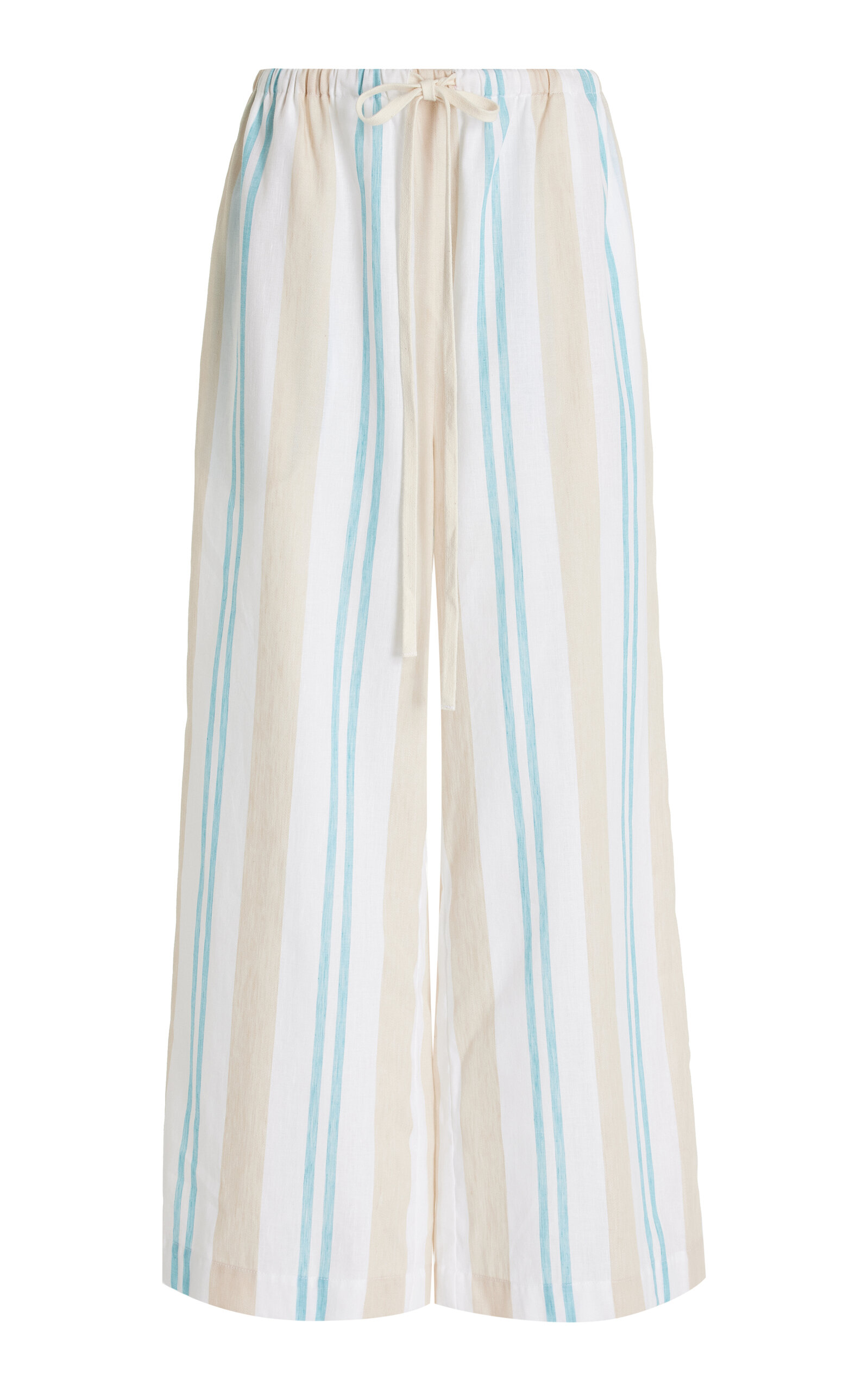 Shop Bondi Born Arezzo Organic Linen-cotton Wide-leg Pant In Stripe