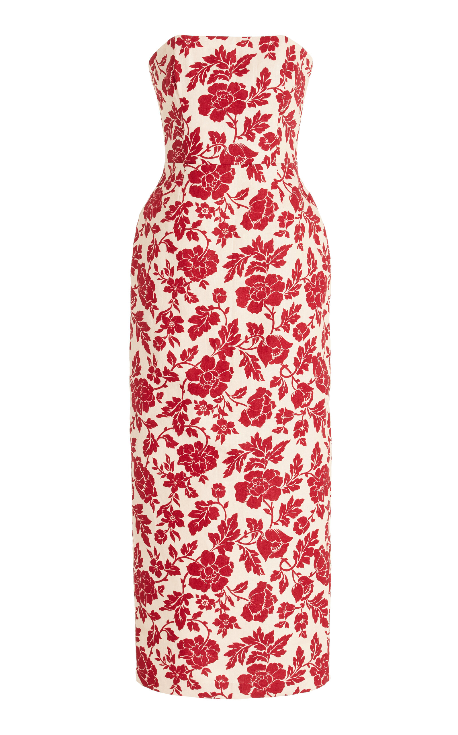 Shop Posse Exclusive Romeo Bow-detailed Linen Midi Dress In Red