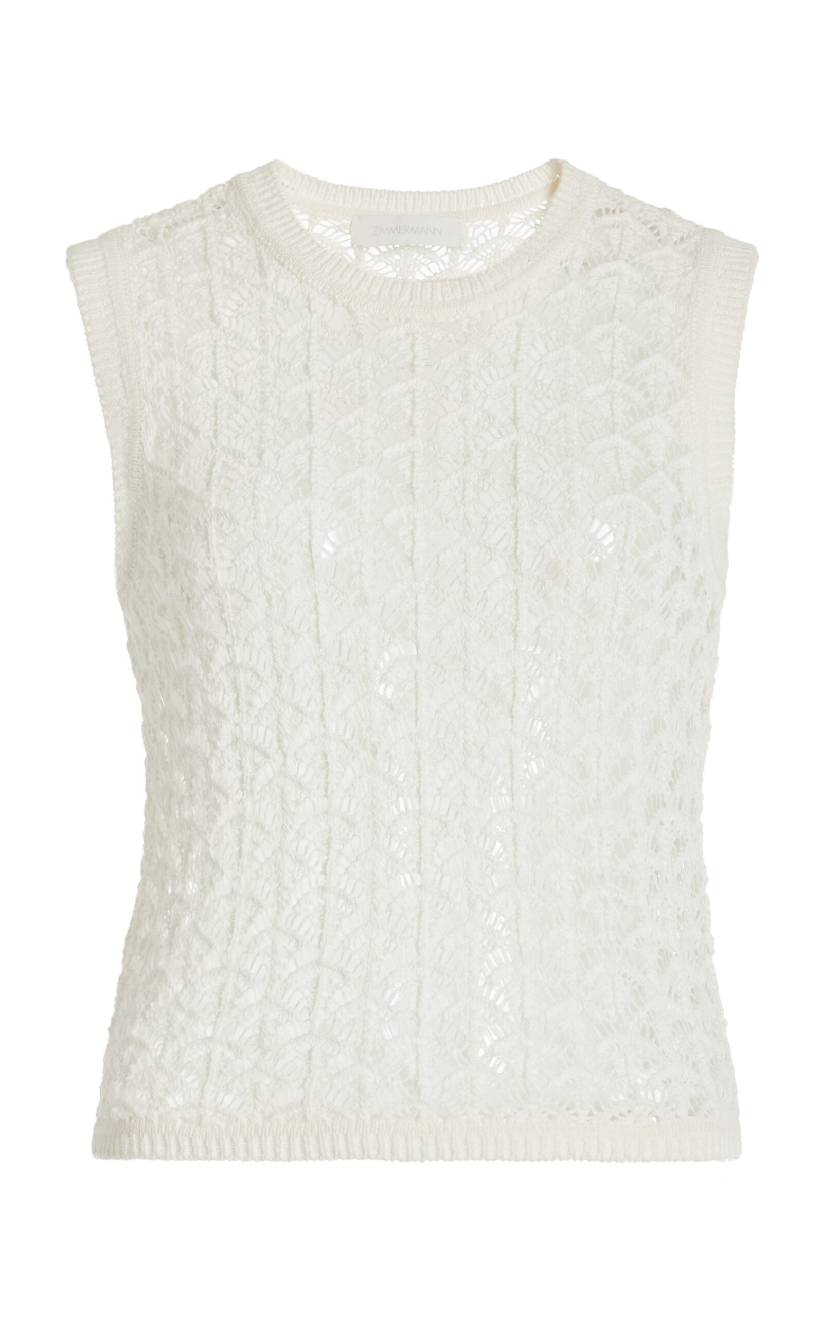 Zimmermann Wylie Cropped Cotton Tank Top In Ivory