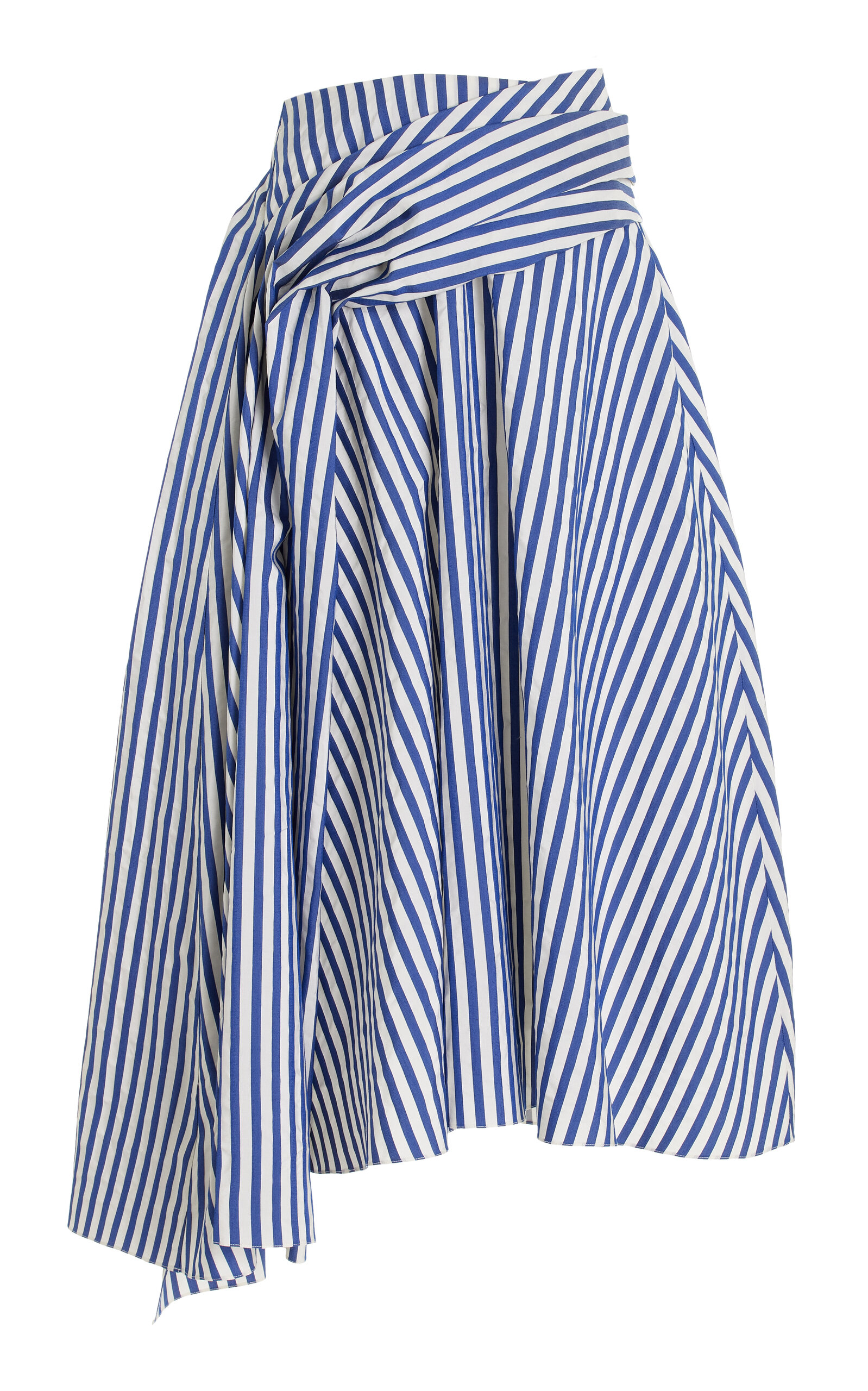 Draped Striped Midi Skirt