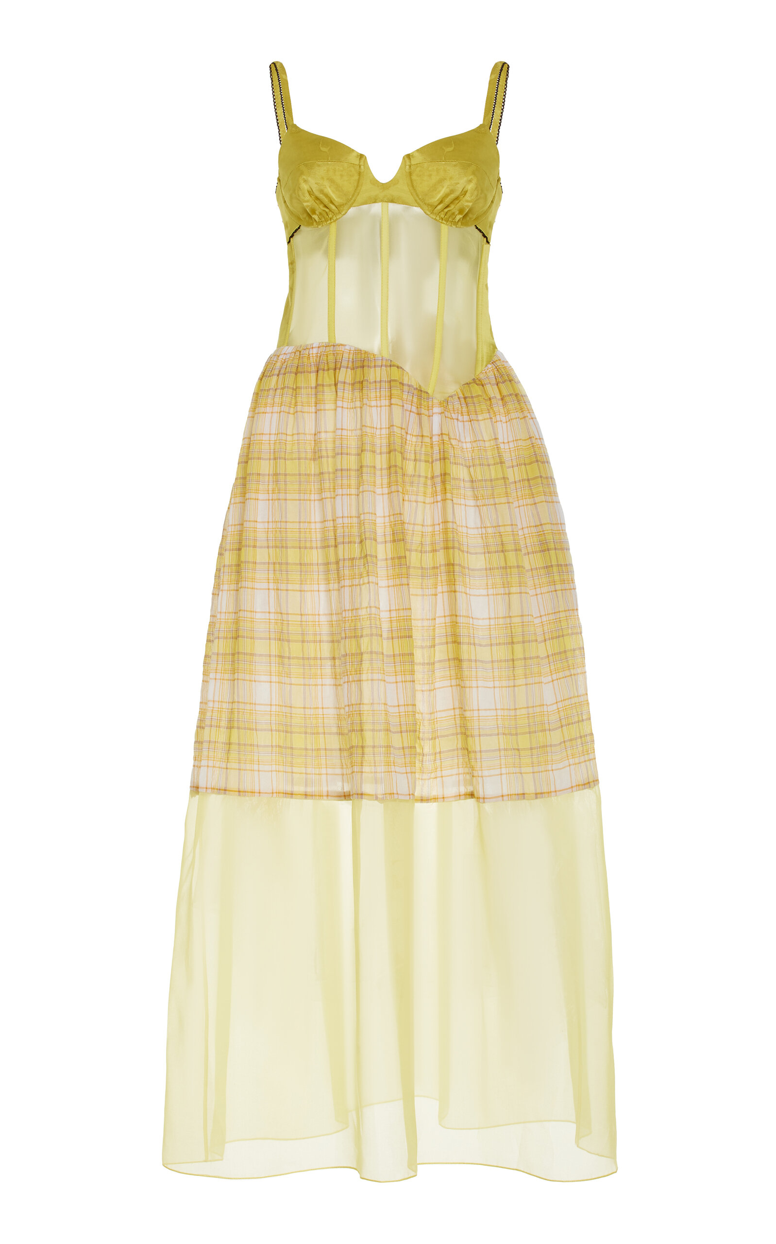Shop Rosie Assoulin The New Undress Corset Stretch-cotton Maxi Dress In Yellow