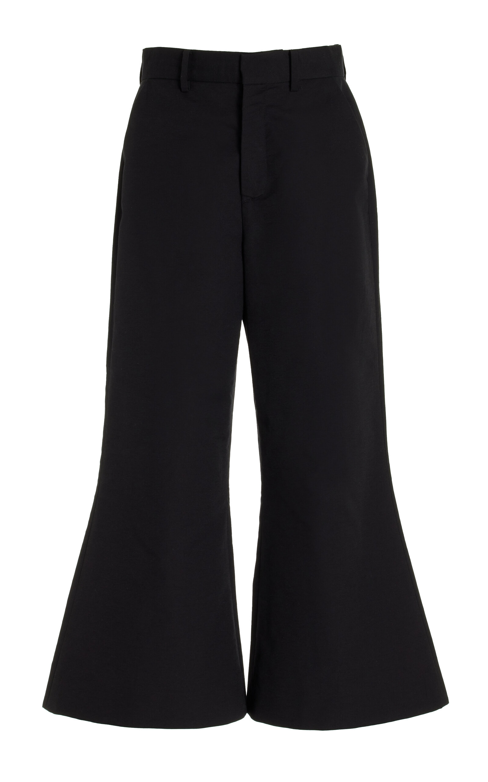 Rosie Assoulin Cropped Cotton Flared Pants In Black