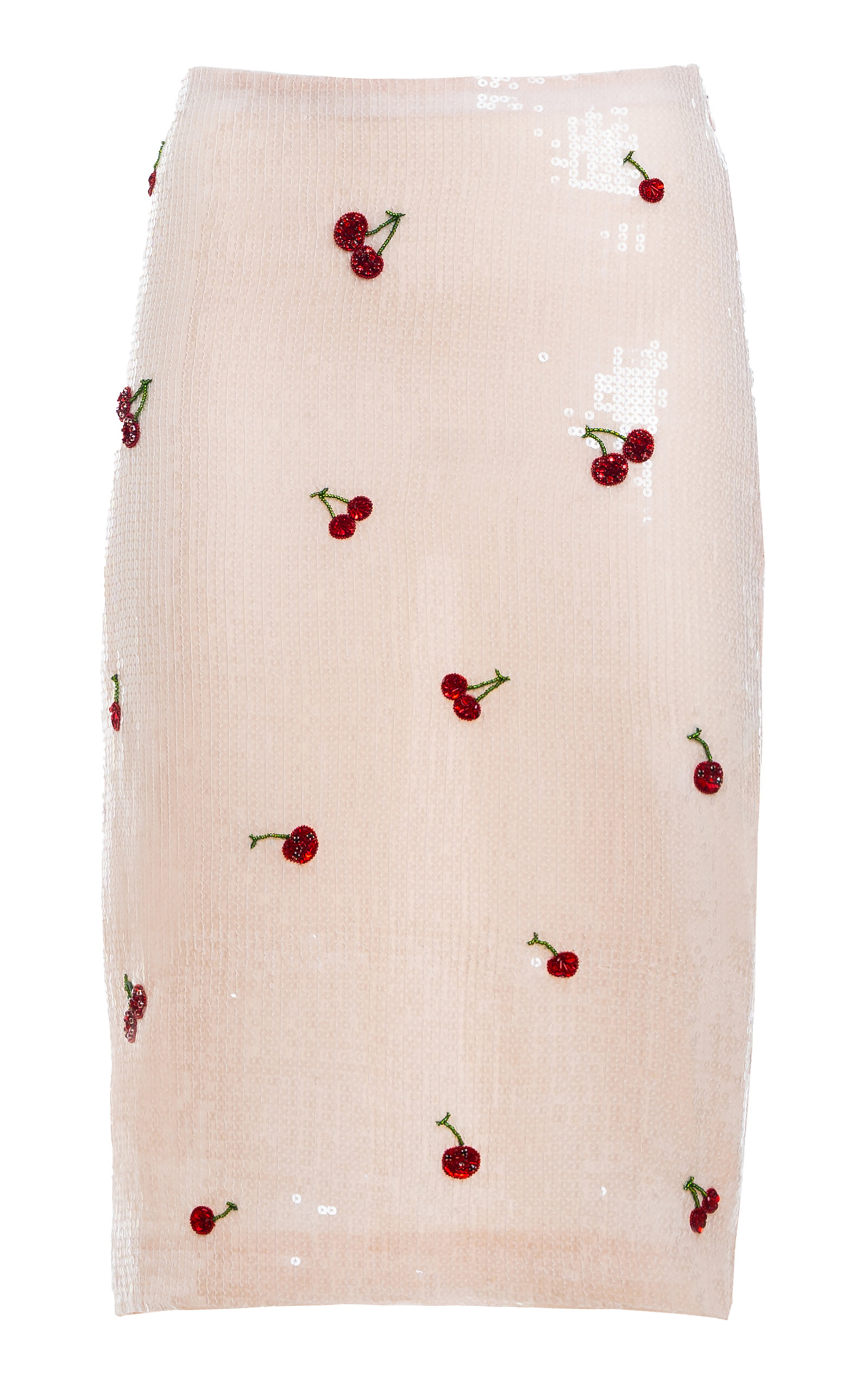 Shop Des_phemmes Cherry Sequined Midi Skirt In White