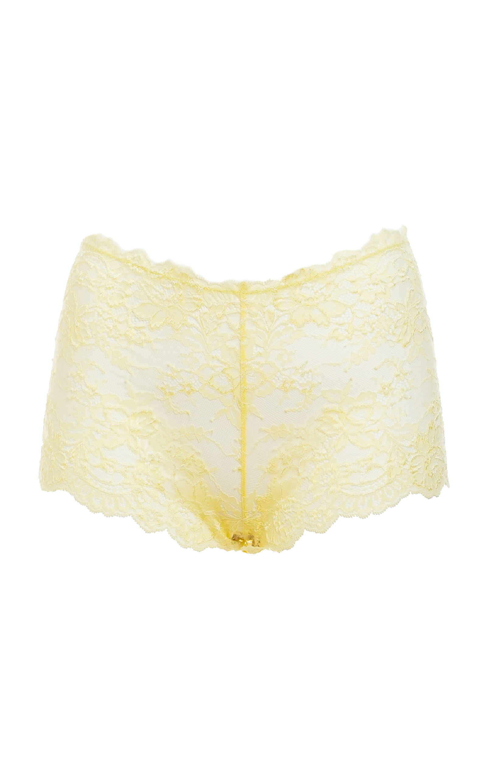 Des_phemmes Lace Mini Shorts In Yellow