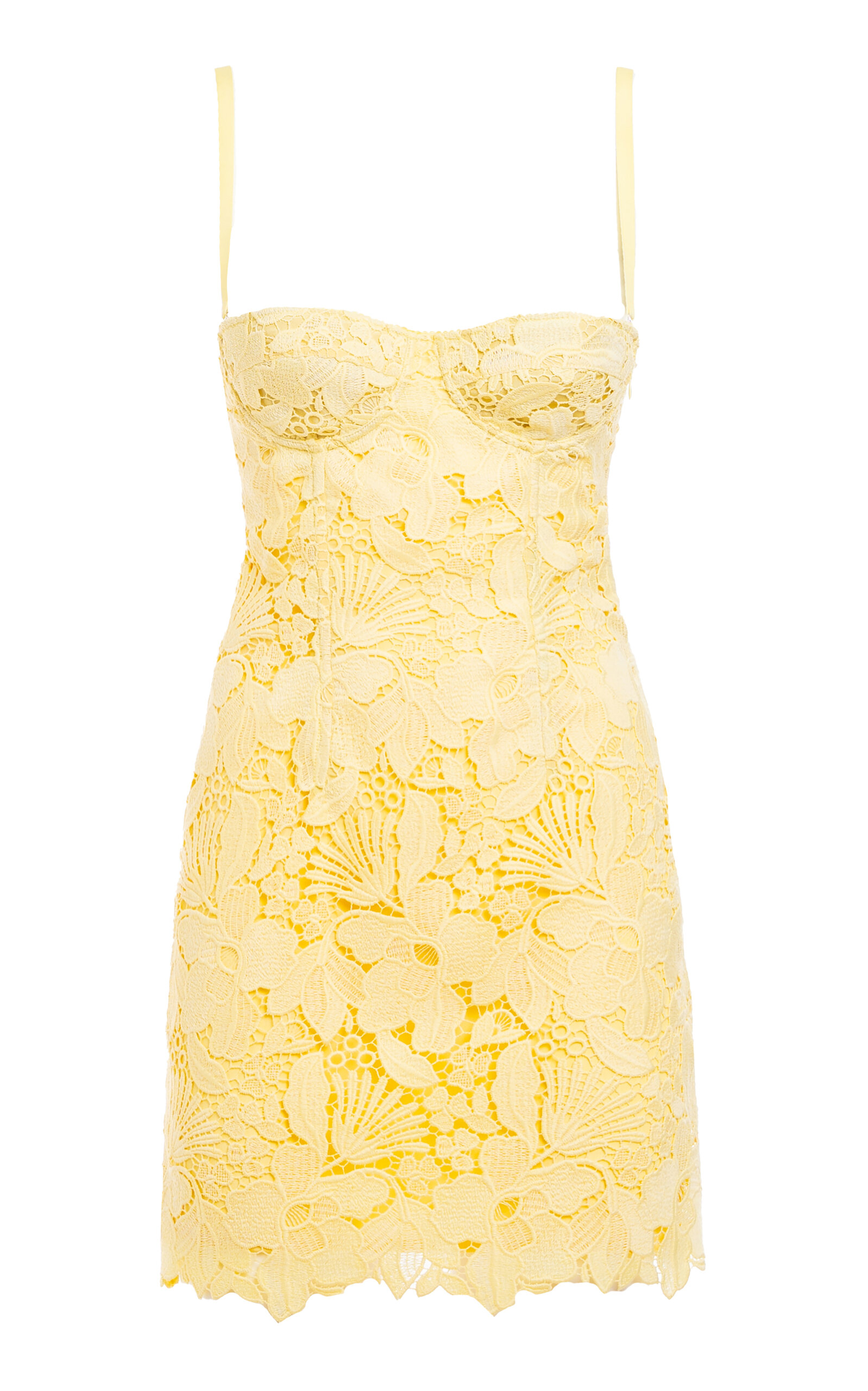 Des_phemmes Macrame Bustier Mini Dress In Yellow