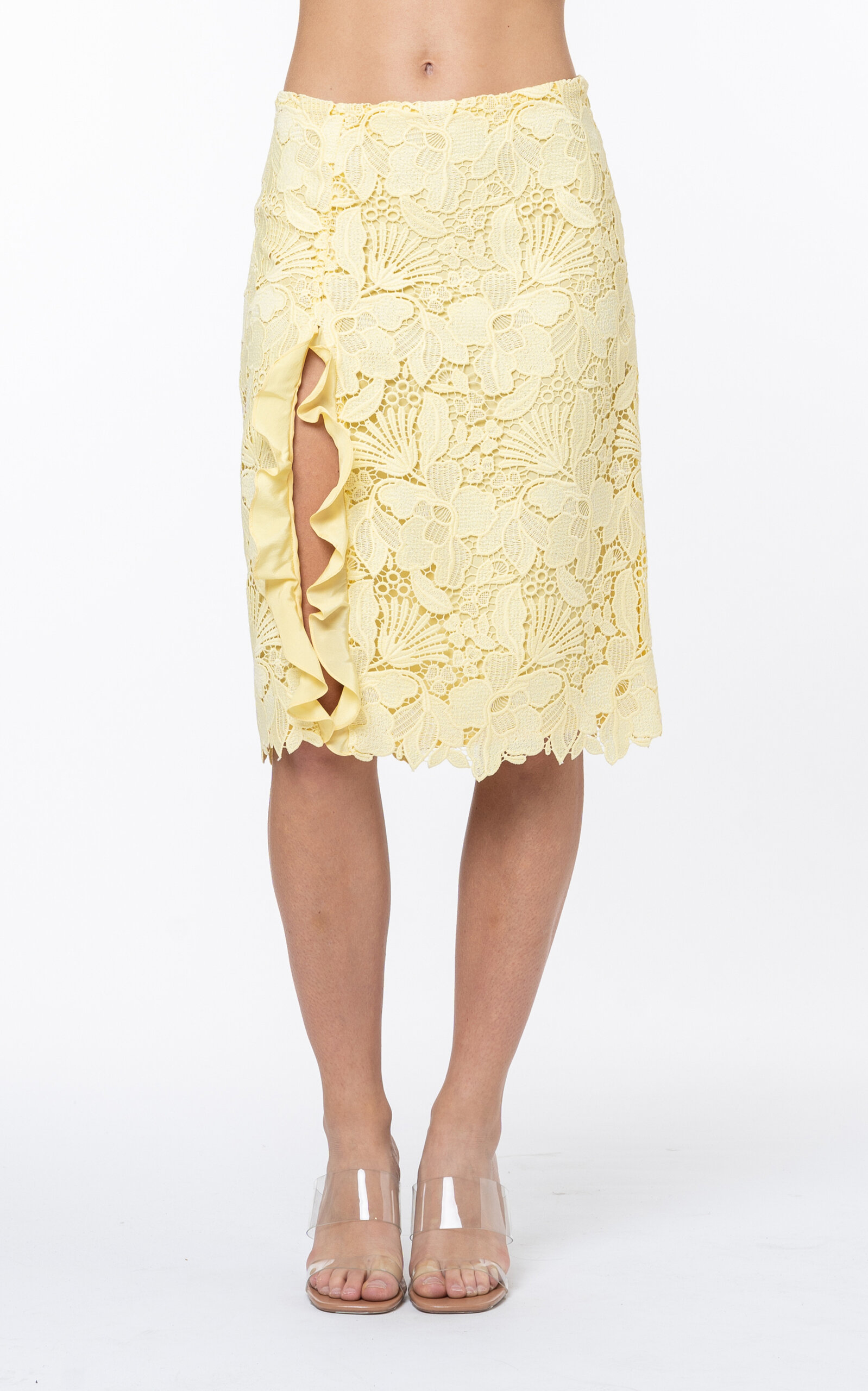 Des_phemmes Macrame Longuette Midi Skirt In Yellow
