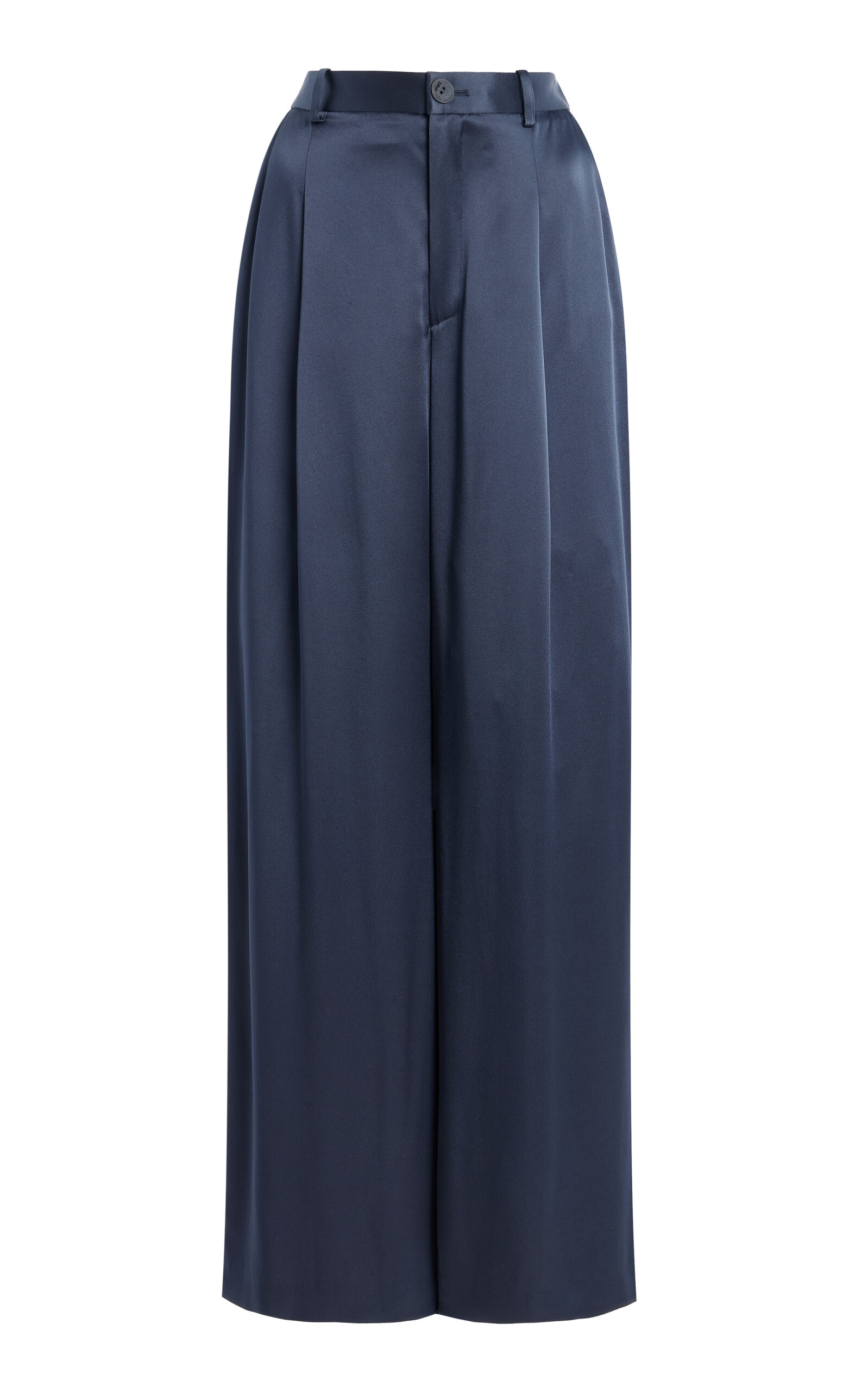 Pleated Satin Wide-Leg Pants