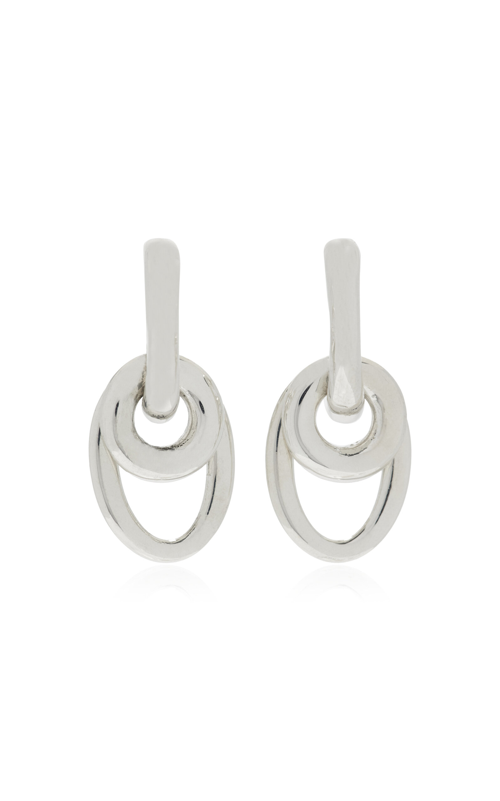 Agmes Ellipses Sterling Silver Hoop Earrings In Metallic