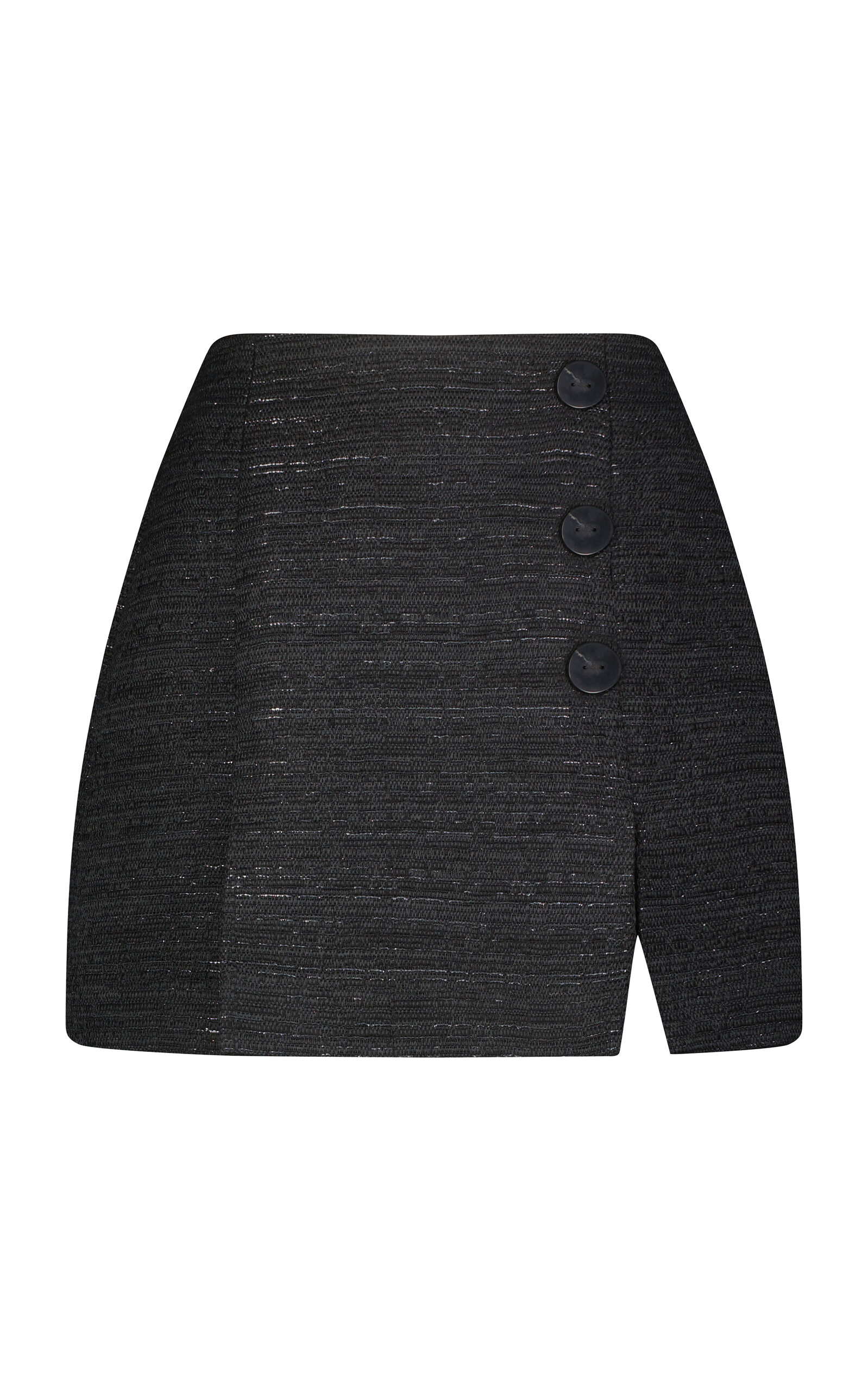 Kick-Pleat Tweed Mini Skirt