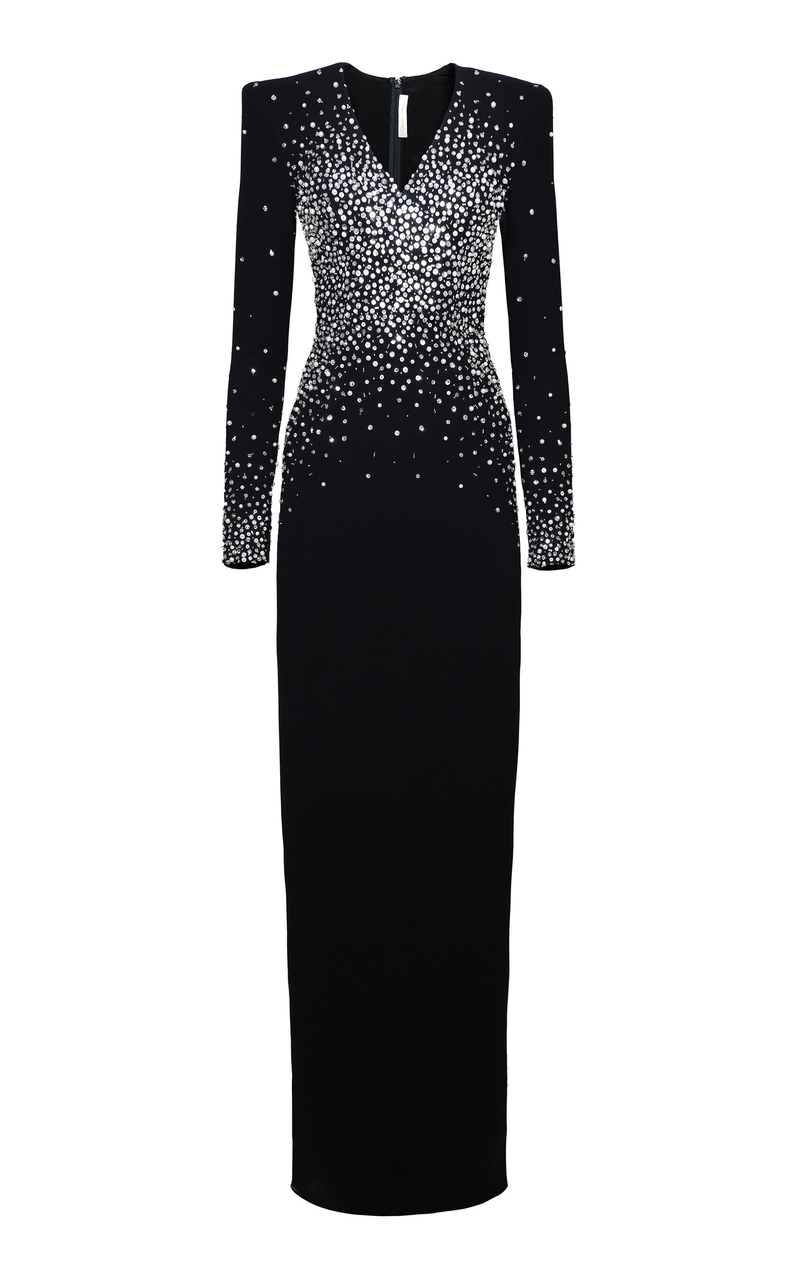 Pearl-Embellished Crepe Gown