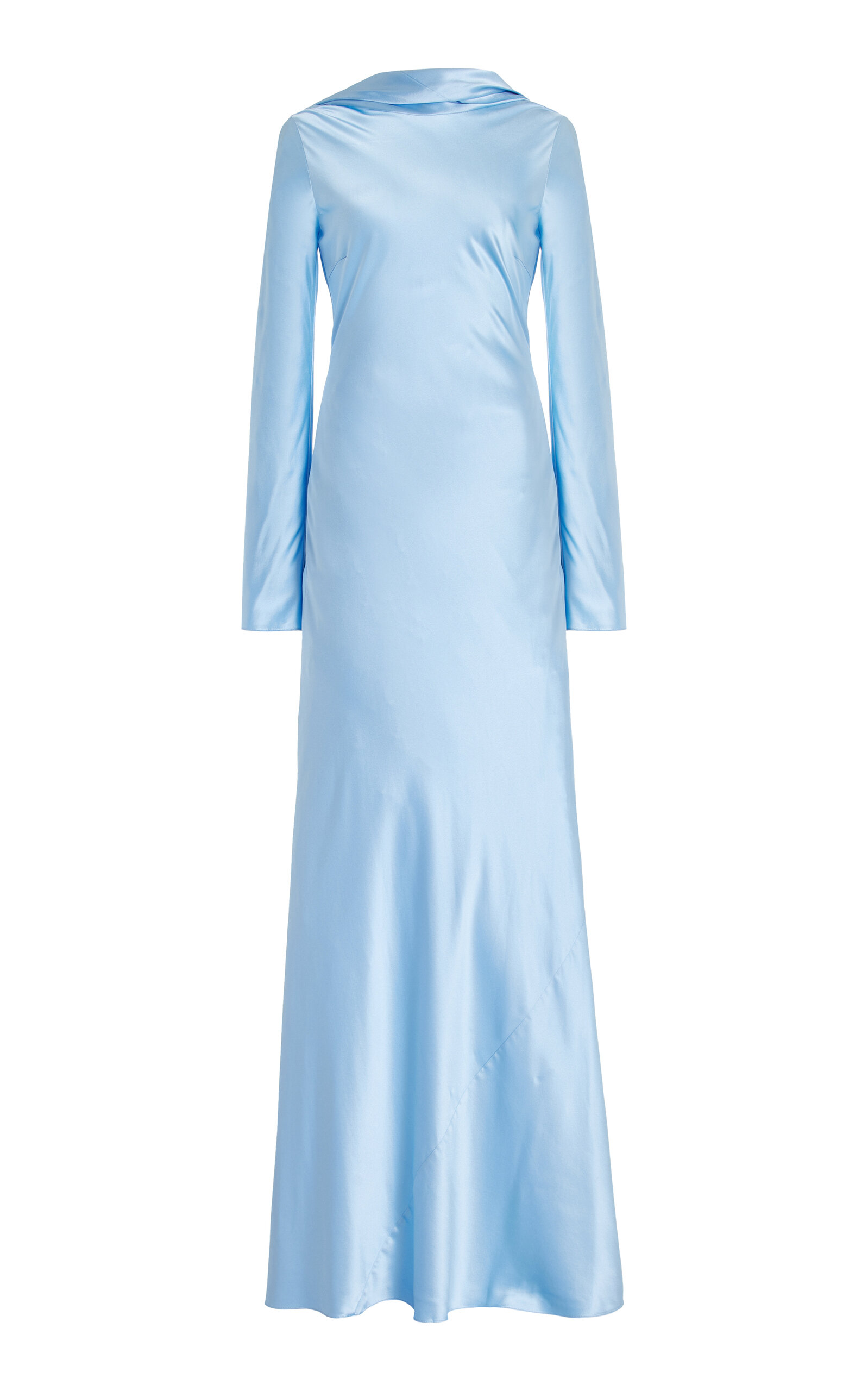 Shop Alejandra Alonso Rojas Exclusive Draped Silk Gown In Blue