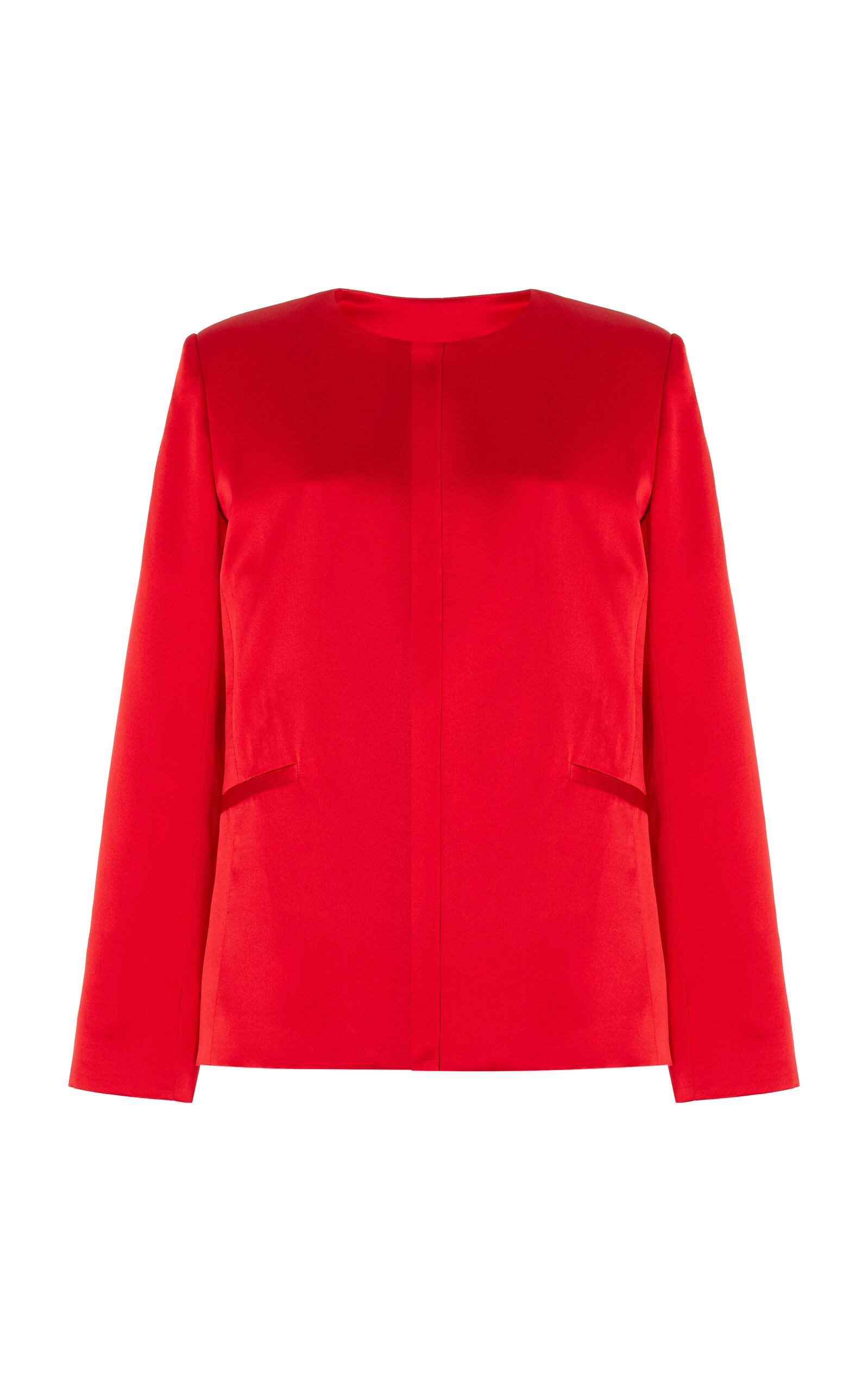 Shop Alejandra Alonso Rojas Satin Shacket In Red