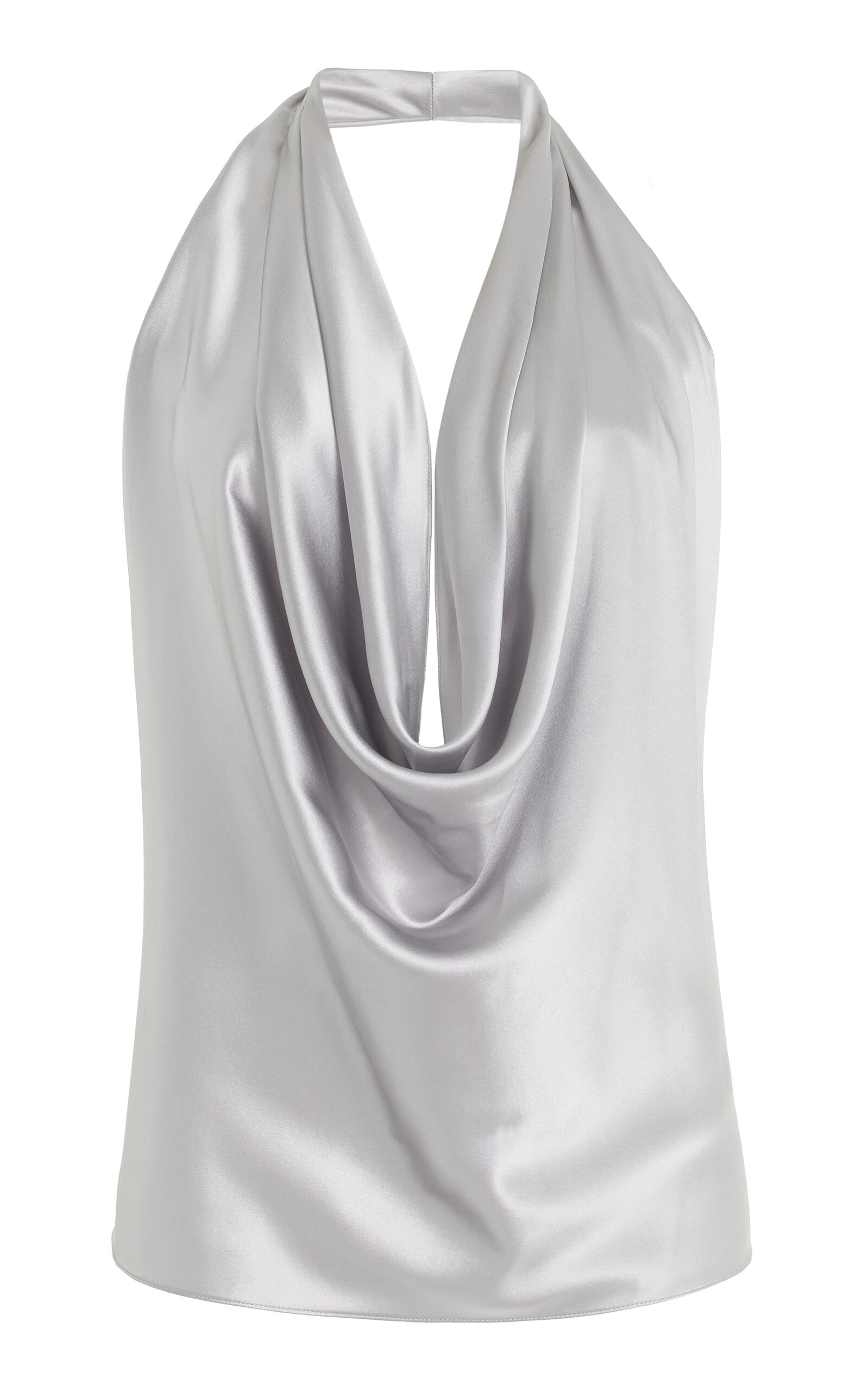 Shop Alejandra Alonso Rojas Draped Silk Halter Top In Silver