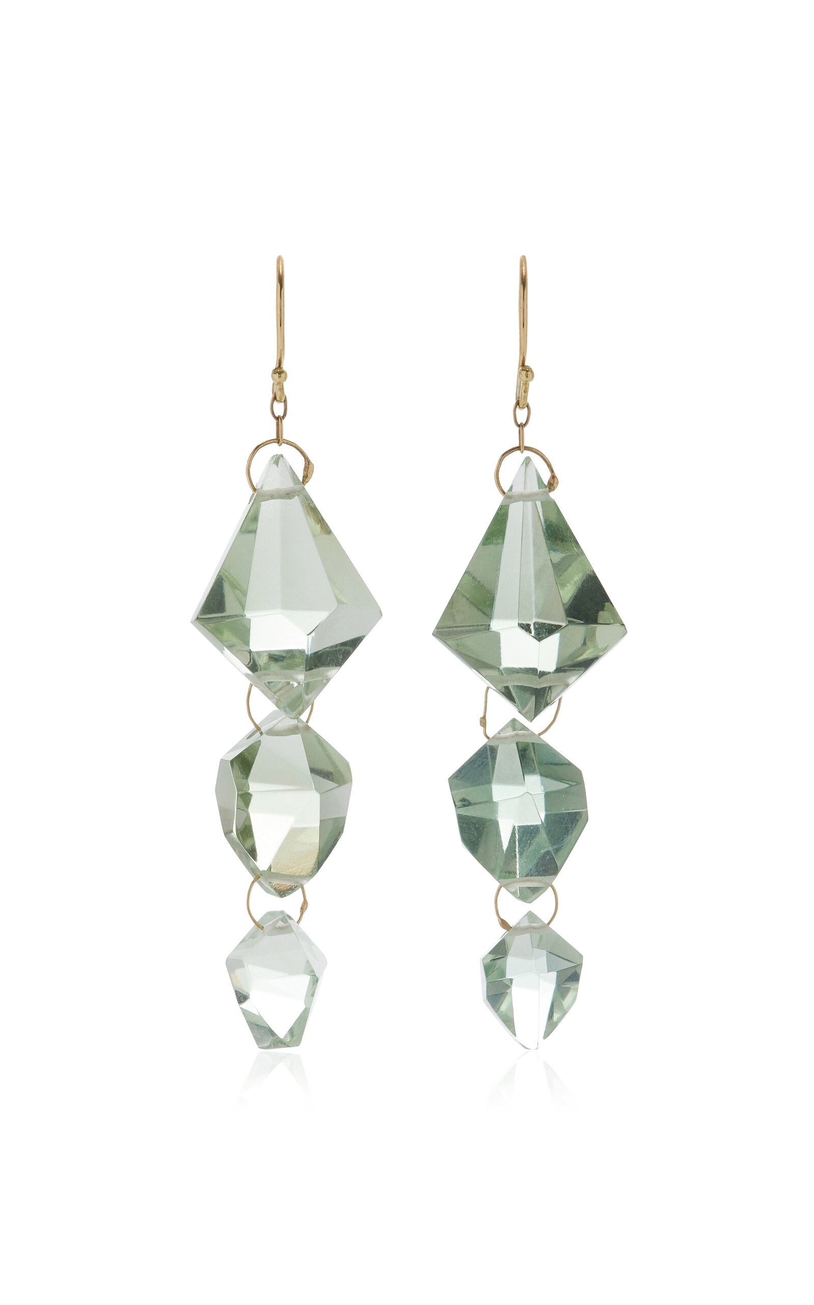 Ten Thousand Things 18k Yellow Gold Triple Faceted Earring In Green