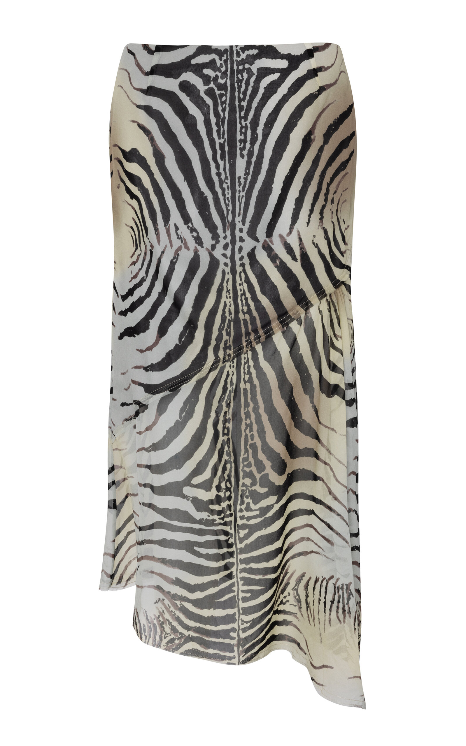 Shop Paris Georgia Mae Zebra-print Silk-georgette Midi Skirt In Grey