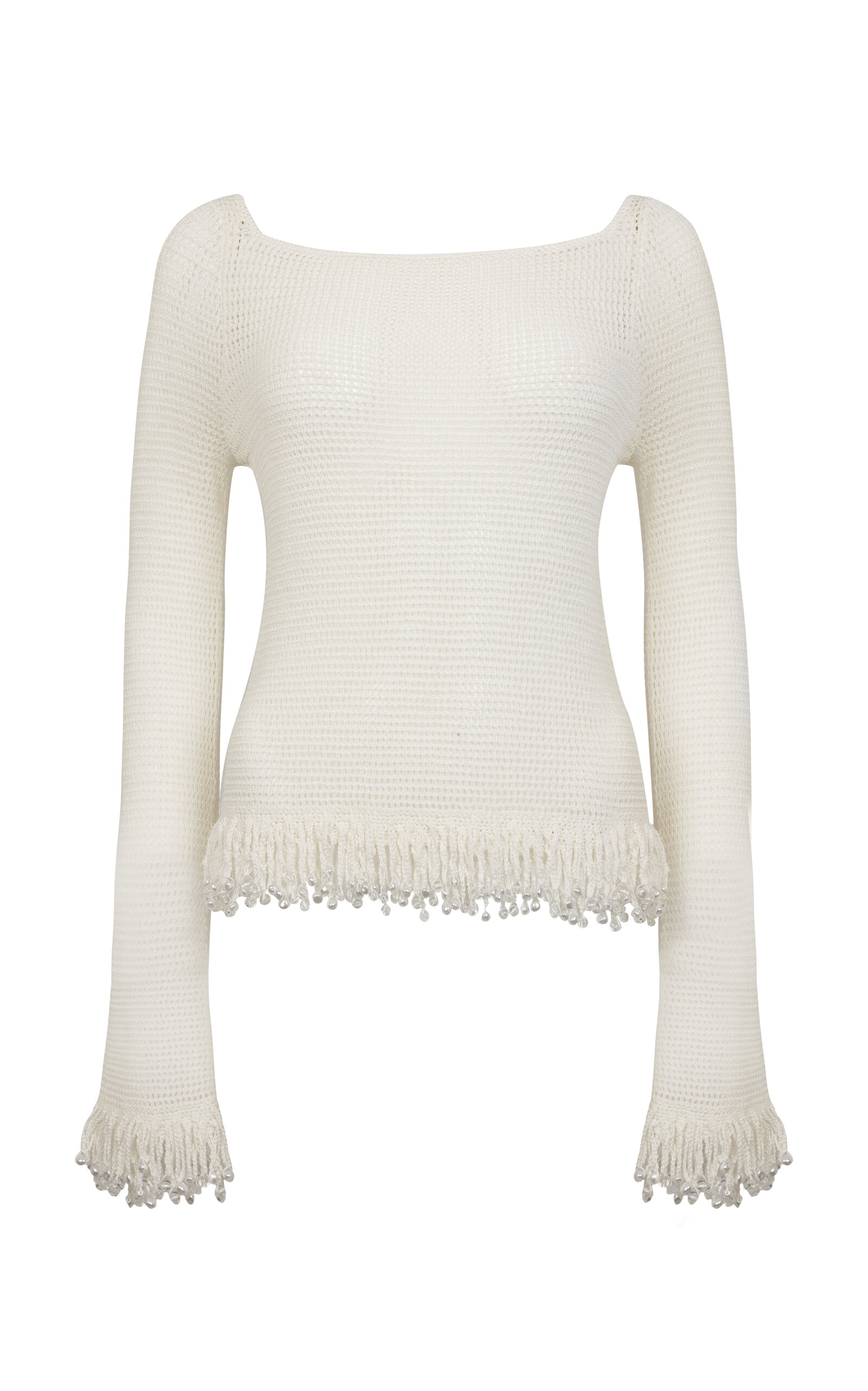 Shop Paris Georgia Fringed Knit Top In Off-white