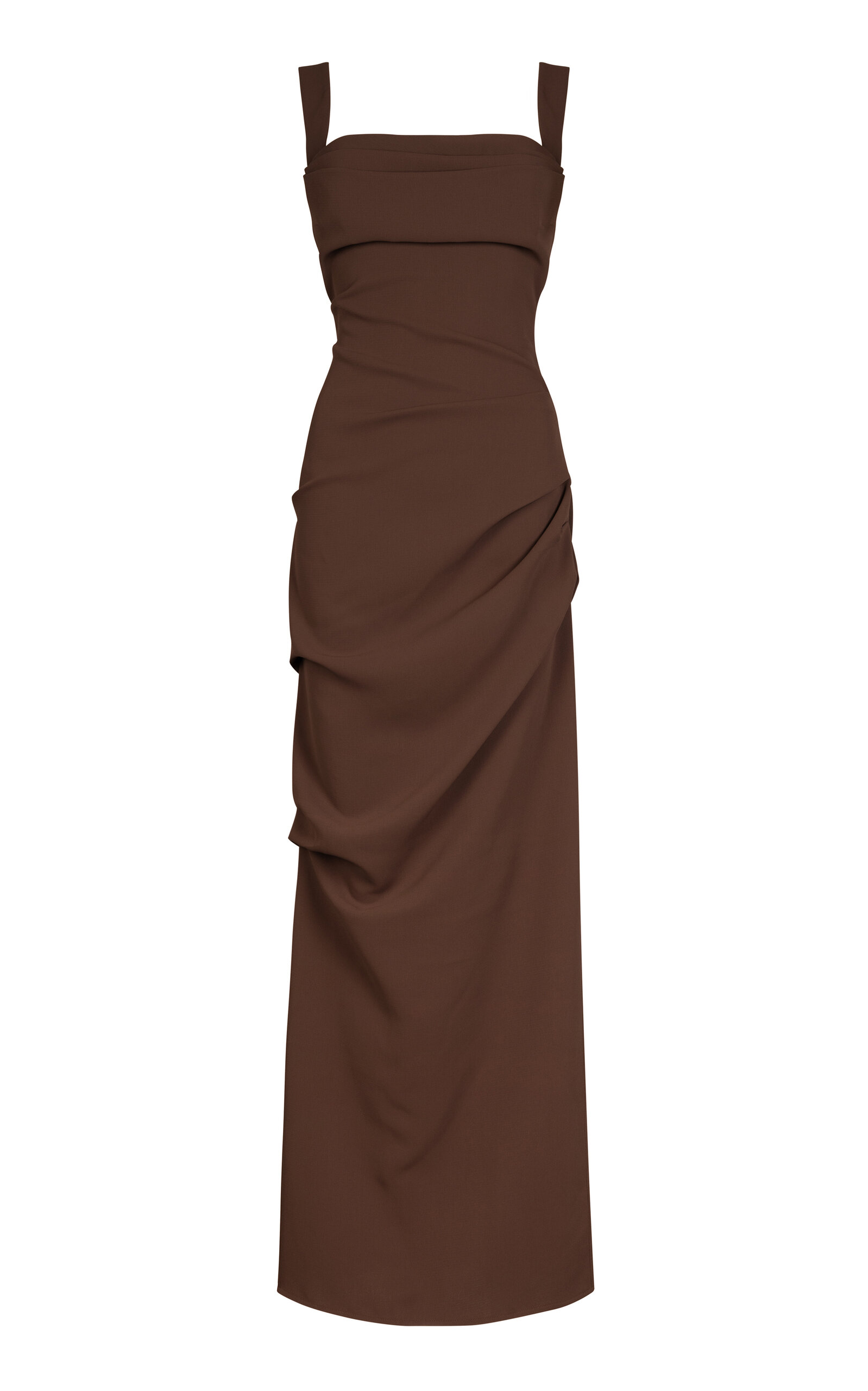 Shop Paris Georgia Raf Draped Jersey Maxi Dress In Brown