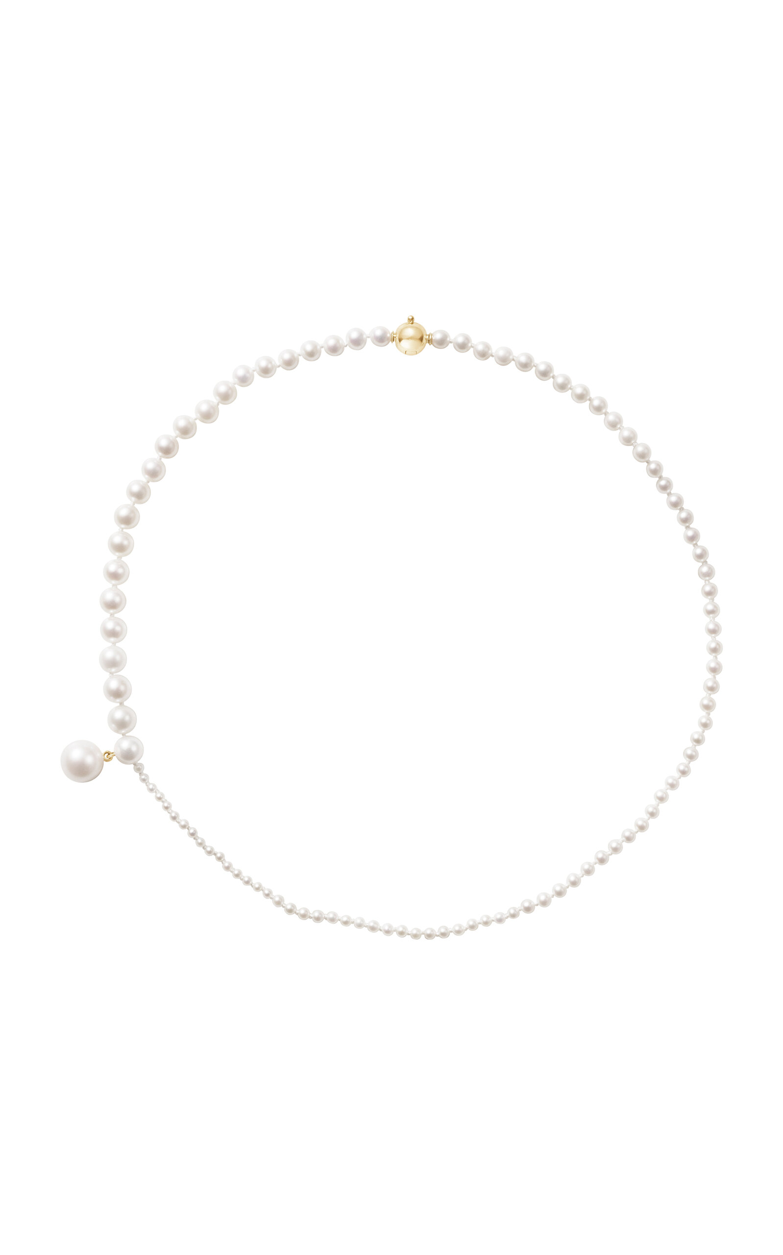 Shop Sophie Bille Brahe Peggy 14k Yellow Gold Pearl Necklace In White