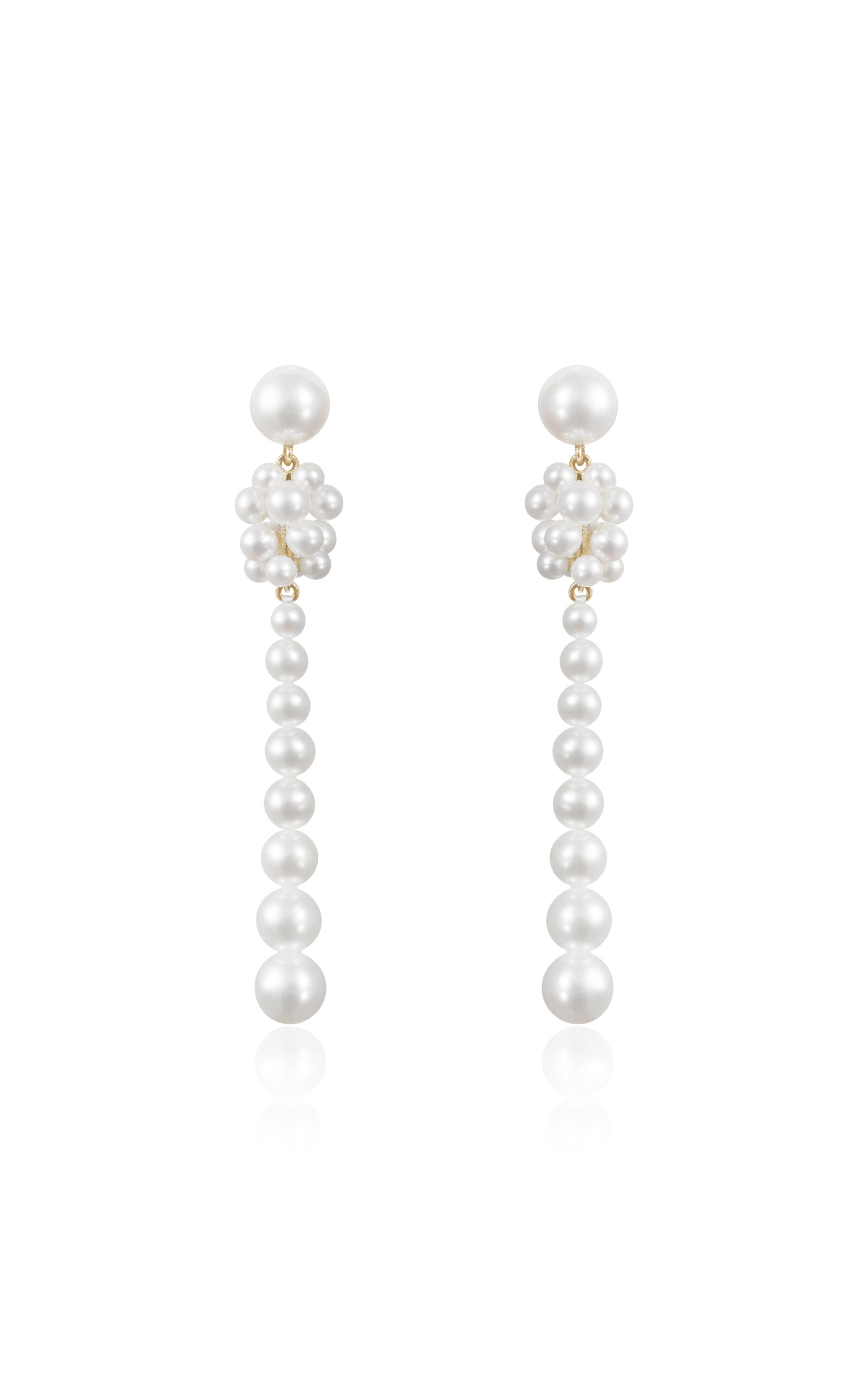 Shop Sophie Bille Brahe Colonna 14k Yellow Gold Pearl  Earrings In White