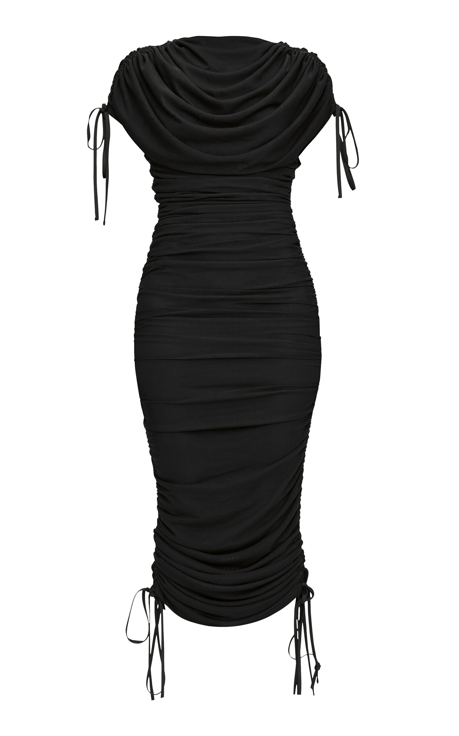 Shop Andrea Iyamah Ratu Ruched Jersey Midi Dress In Black