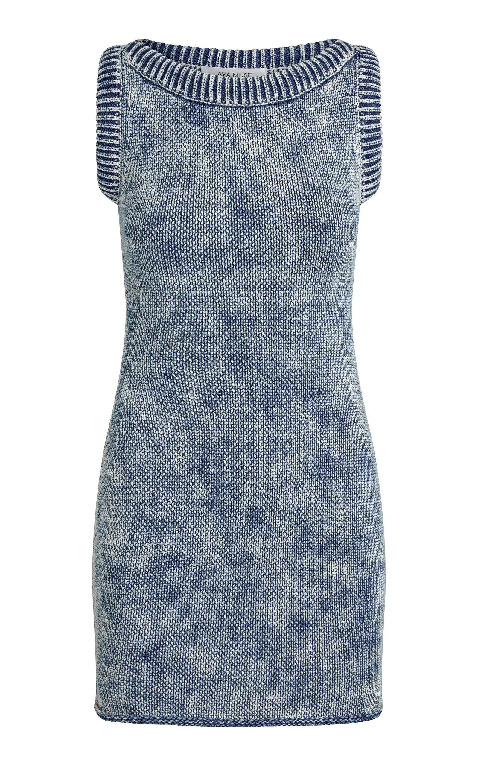 Aya Muse Abel Sleeveless Knit Cotton-blend Mini Dress In Blue