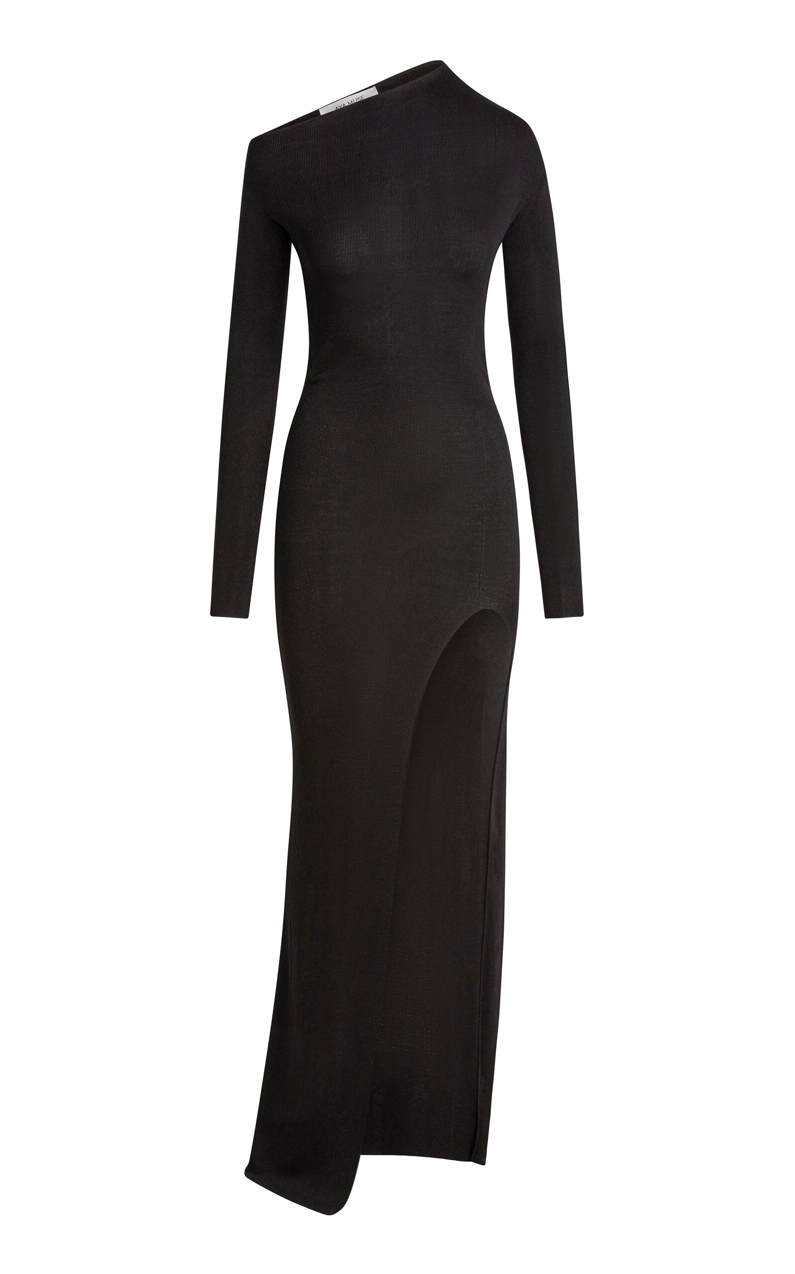 Shop Aya Muse Ciro Bateau Neck Knit Silk-blend Mini Dress In Black