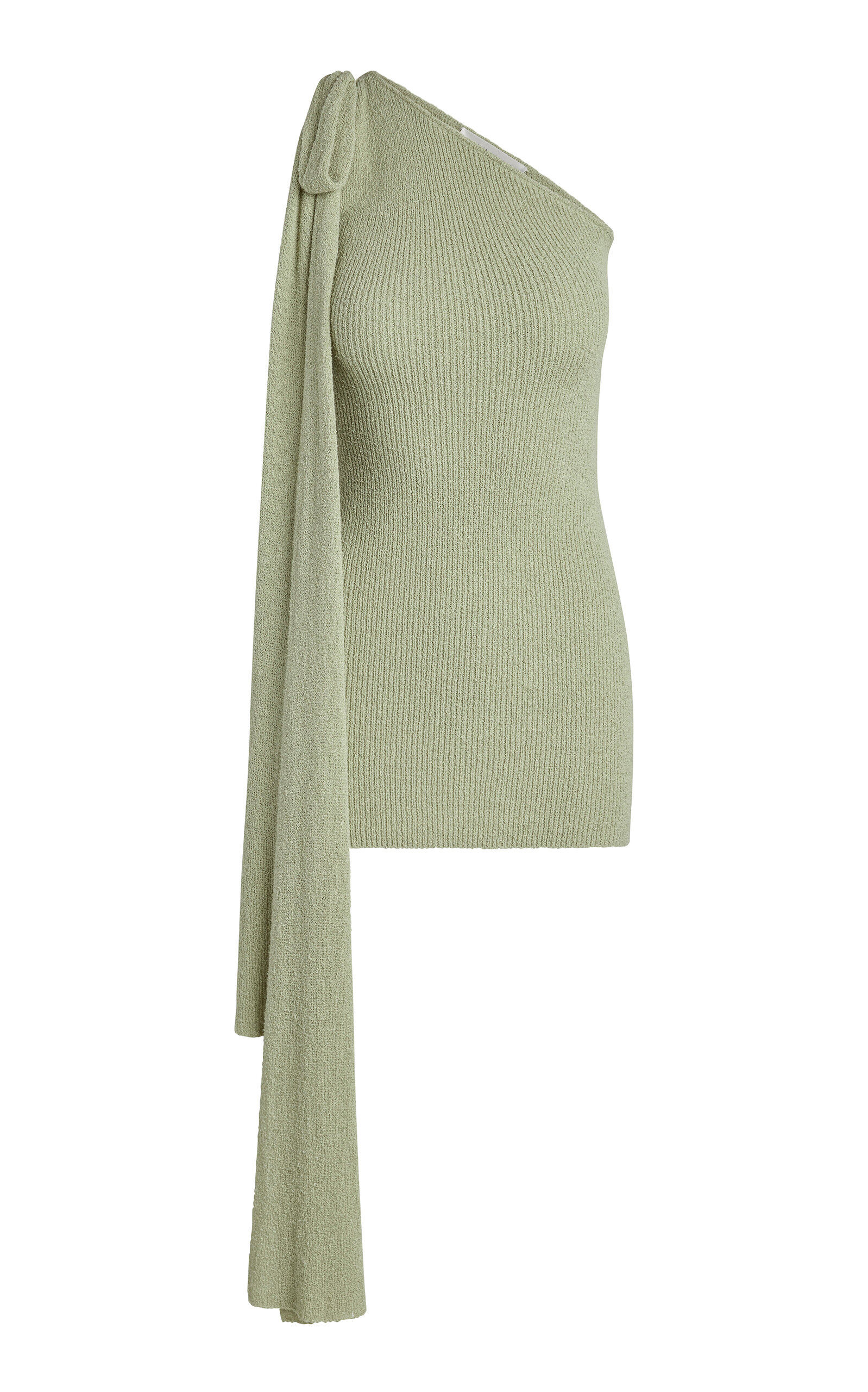 Aya Muse Esti Asymmetric Knit Linen-cotton Mini Dress In Green