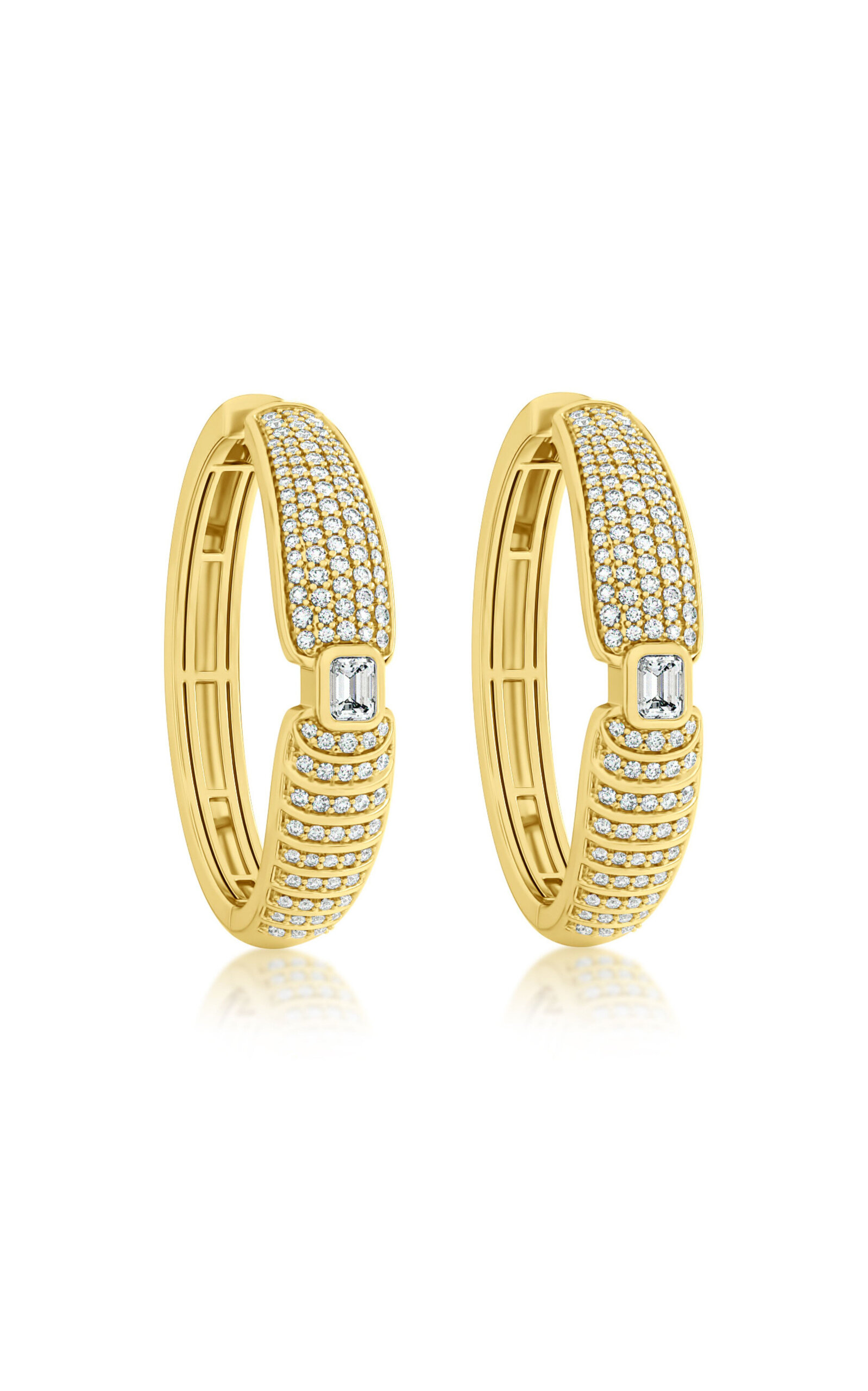 Shop Almasika Adire 18k Yellow Gold Diamond Hoop Earrings