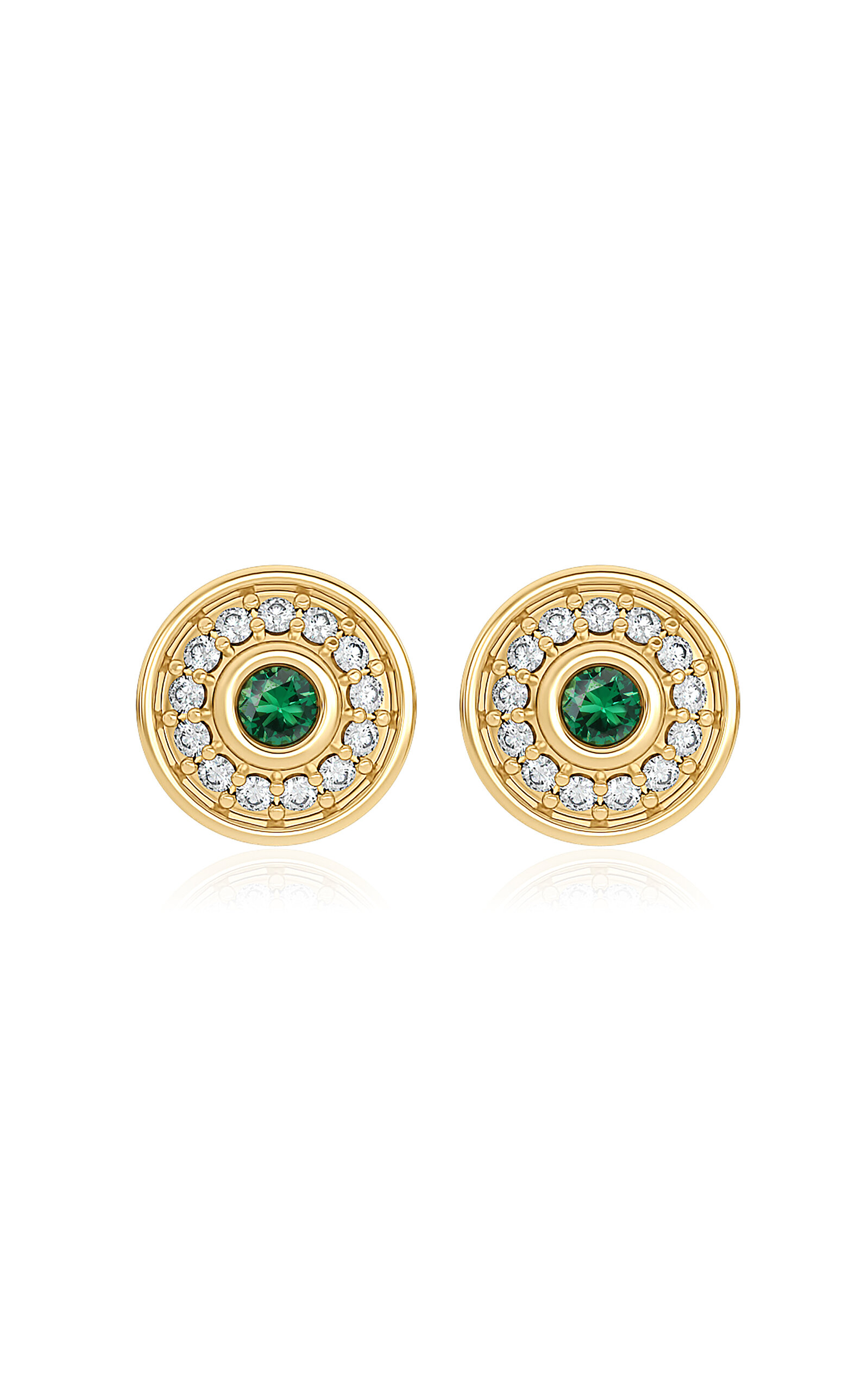 Shop Almasika Universum Petite 18k Yellow Gold Diamond; Emerald Earrings