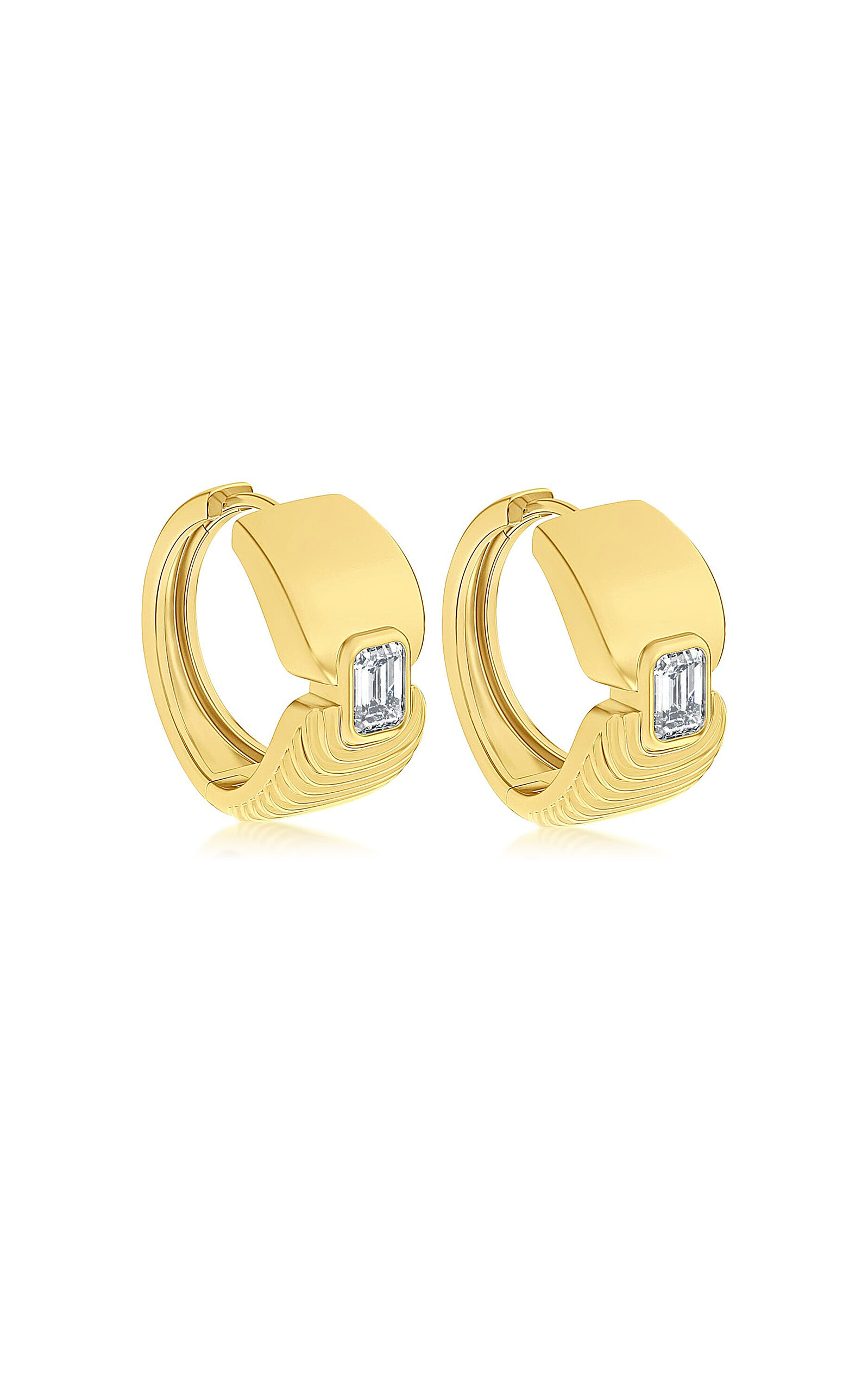 Adire 18K Yellow Gold Diamond Huggie Earrings