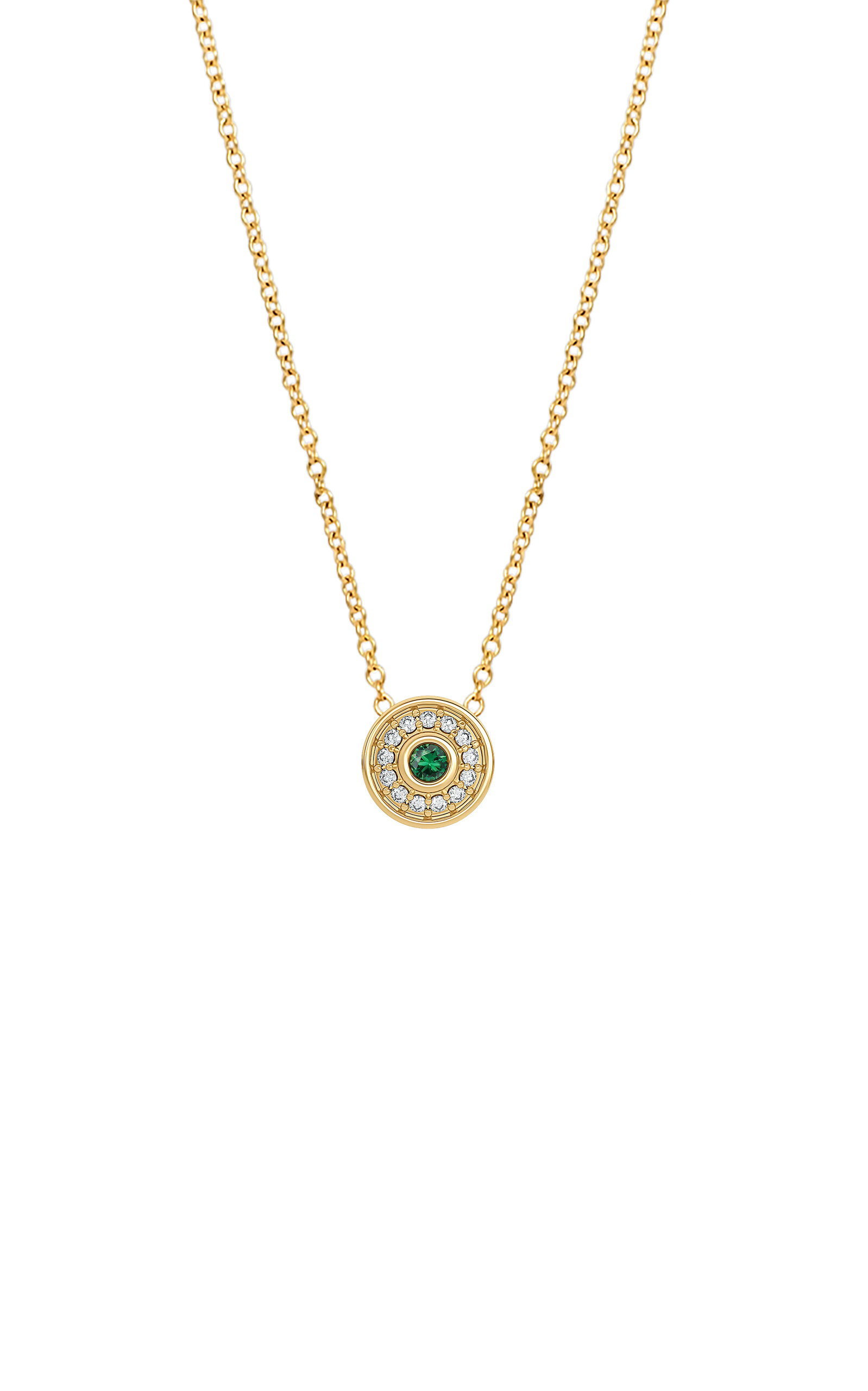 Shop Almasika Universum Petite 18k Yellow Gold Diamond; Emerald Necklace