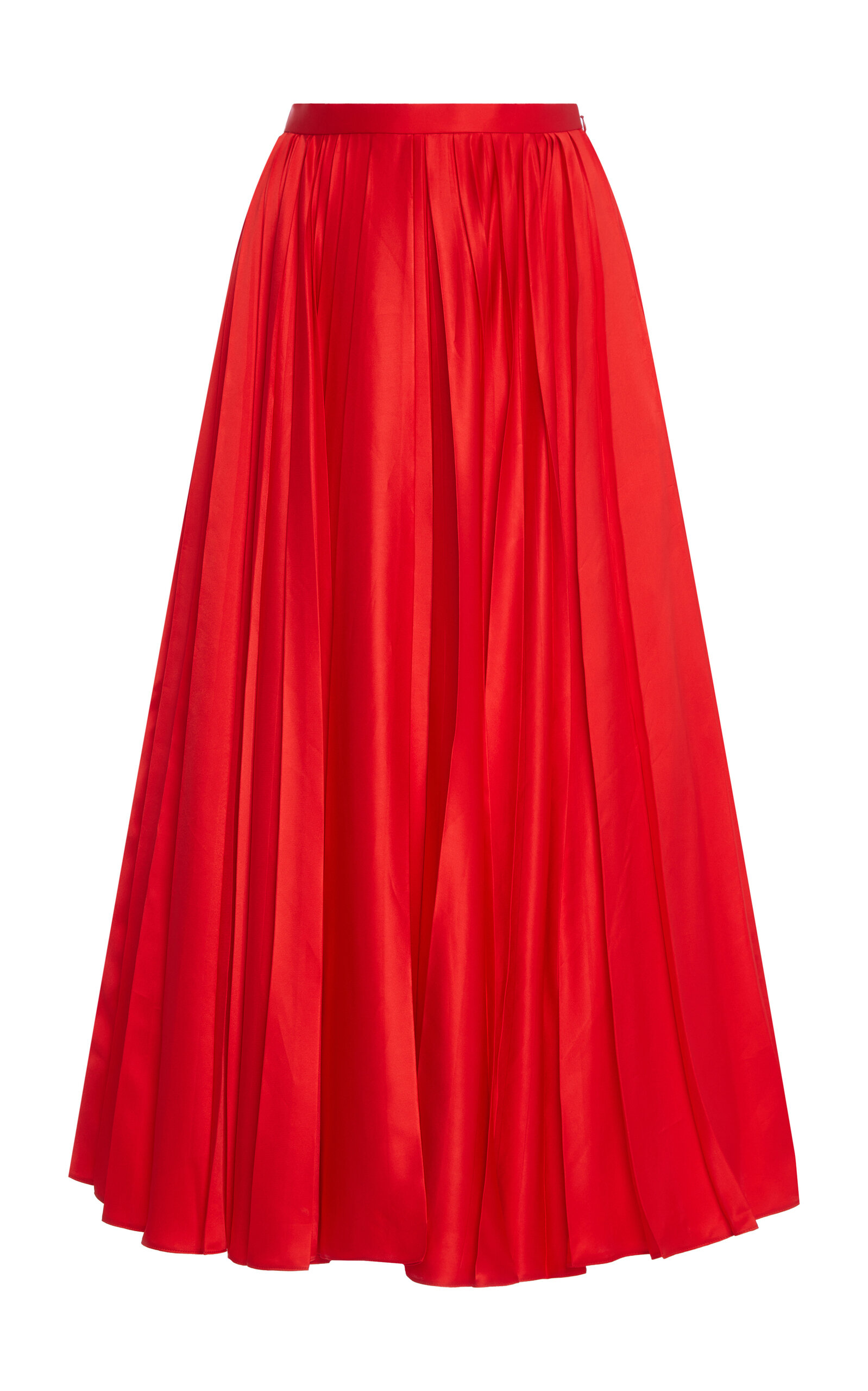 Shop Del Core Pleated Maxi Skirt In Red