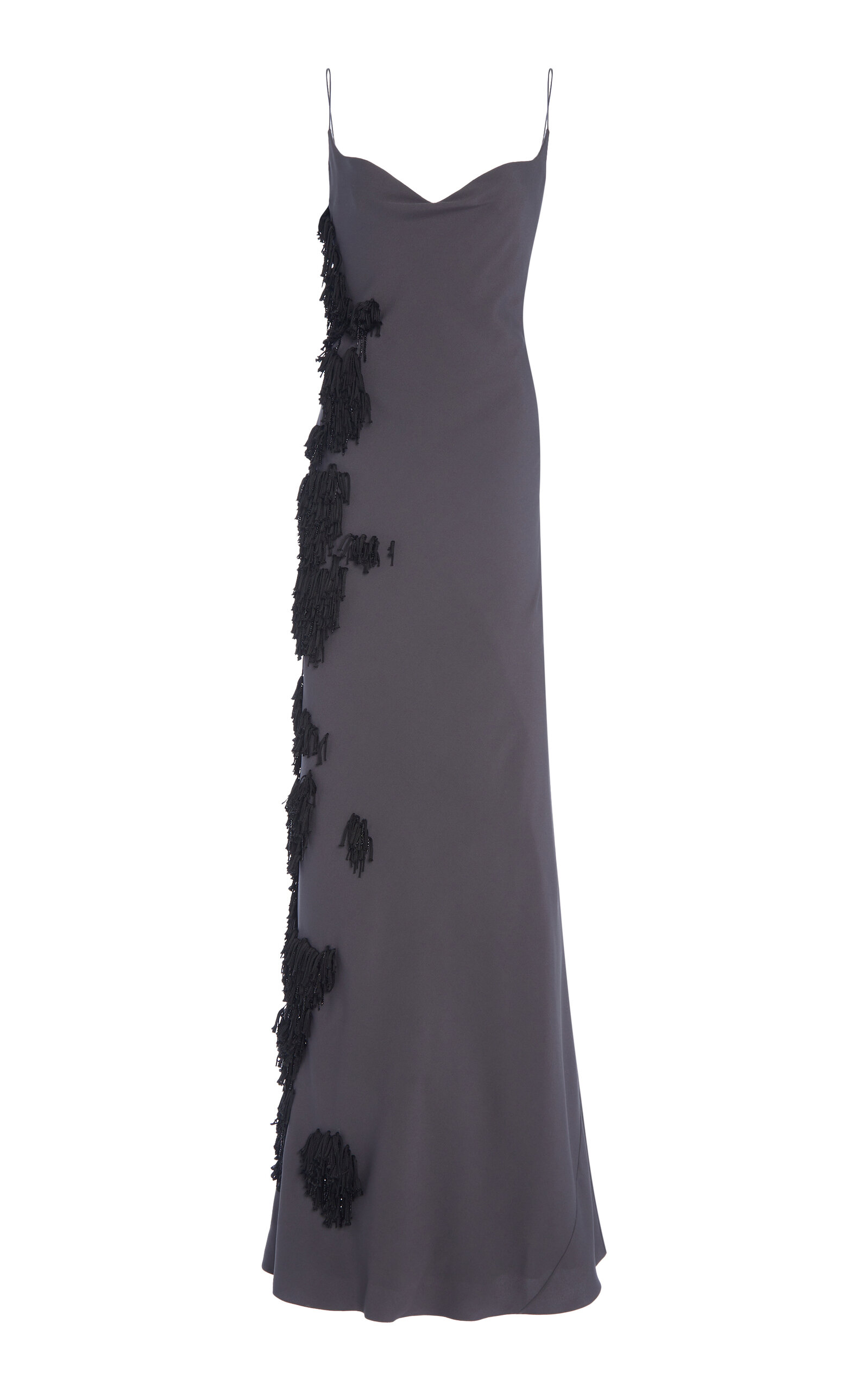 Shop Del Core Embroidered Sweetheart Gown In Dark Grey