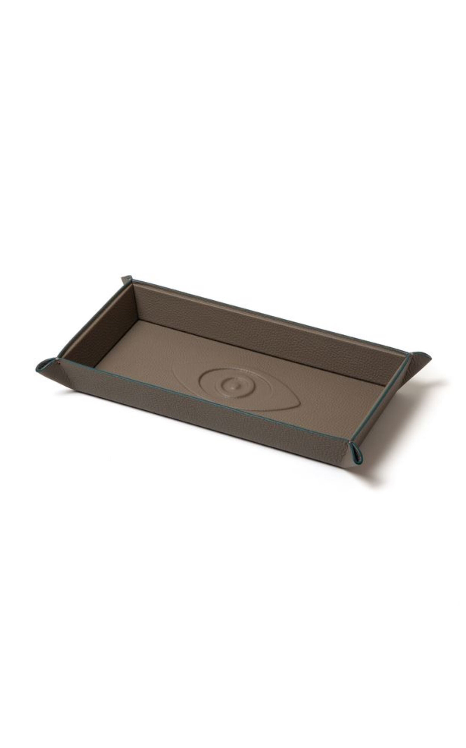 Shop Madame Malachite Talisman Vide Poche Leather Tray In Taupe