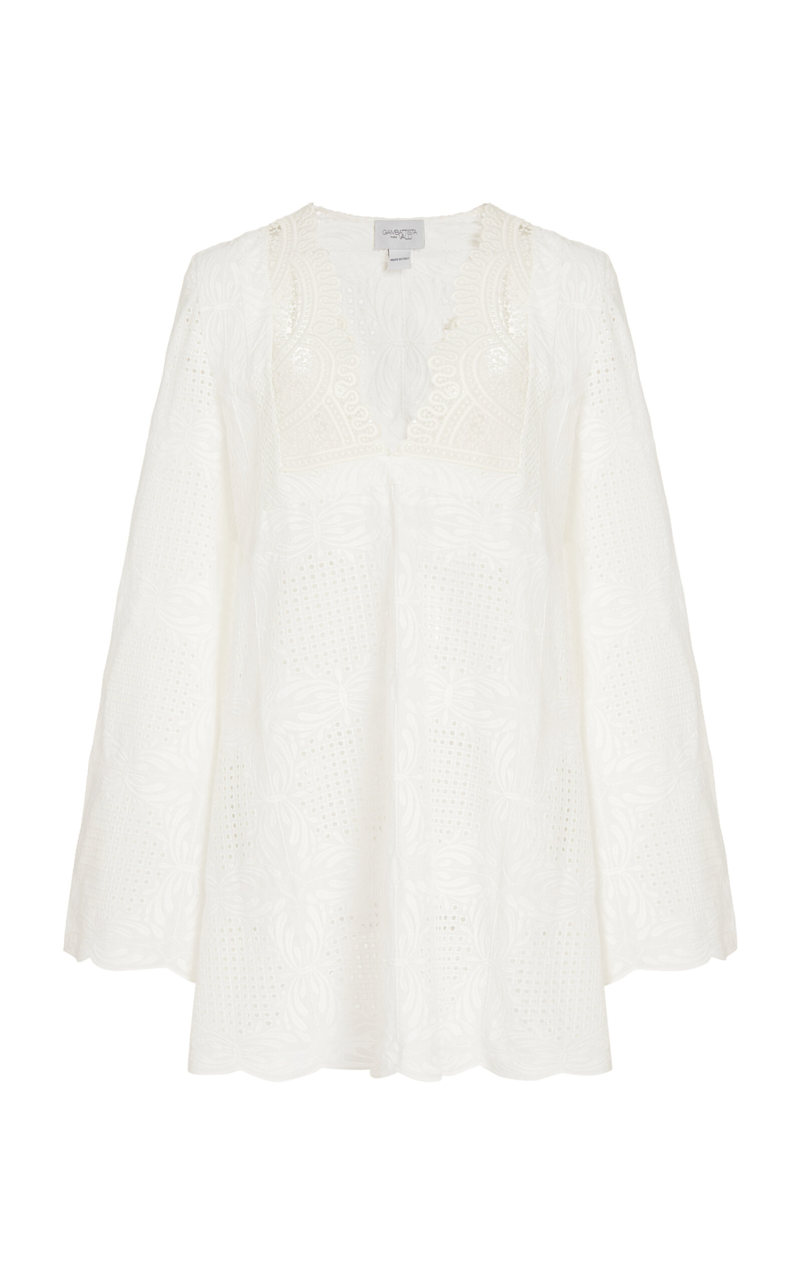 Shop Giambattista Valli Embroidered Voile Mini Dress In White