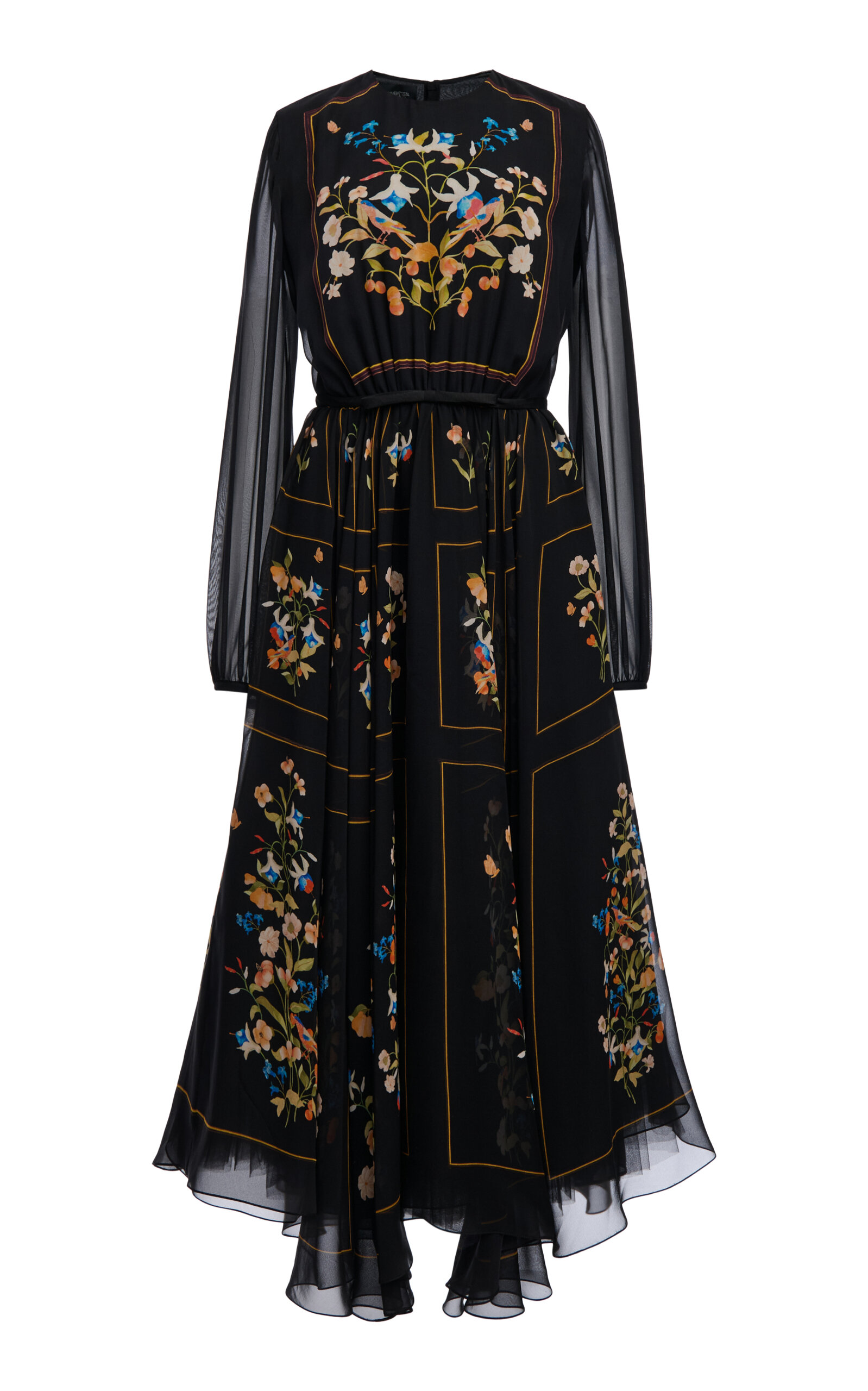 Shop Giambattista Valli Printed Silk Georgette Maxi Dress In Black