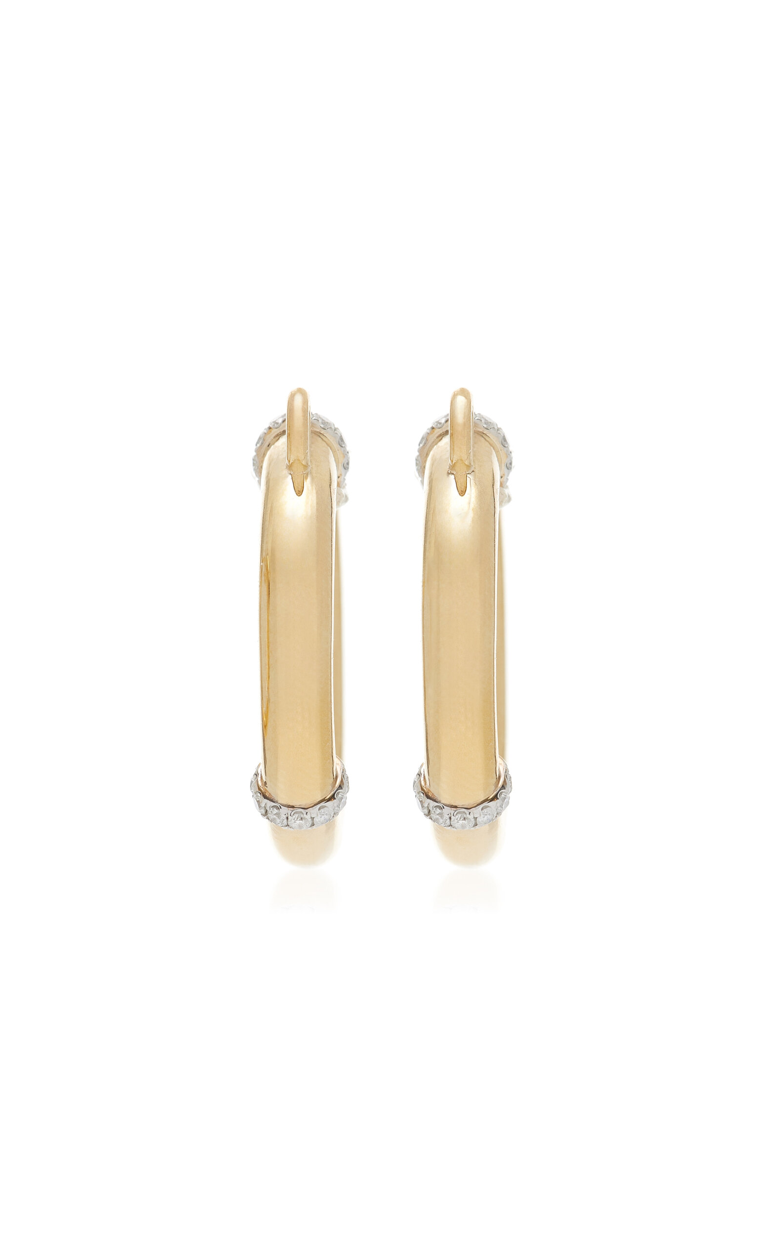 Shop Yvonne Léon Carabiner 9k Yellow Gold Diamond Earrings