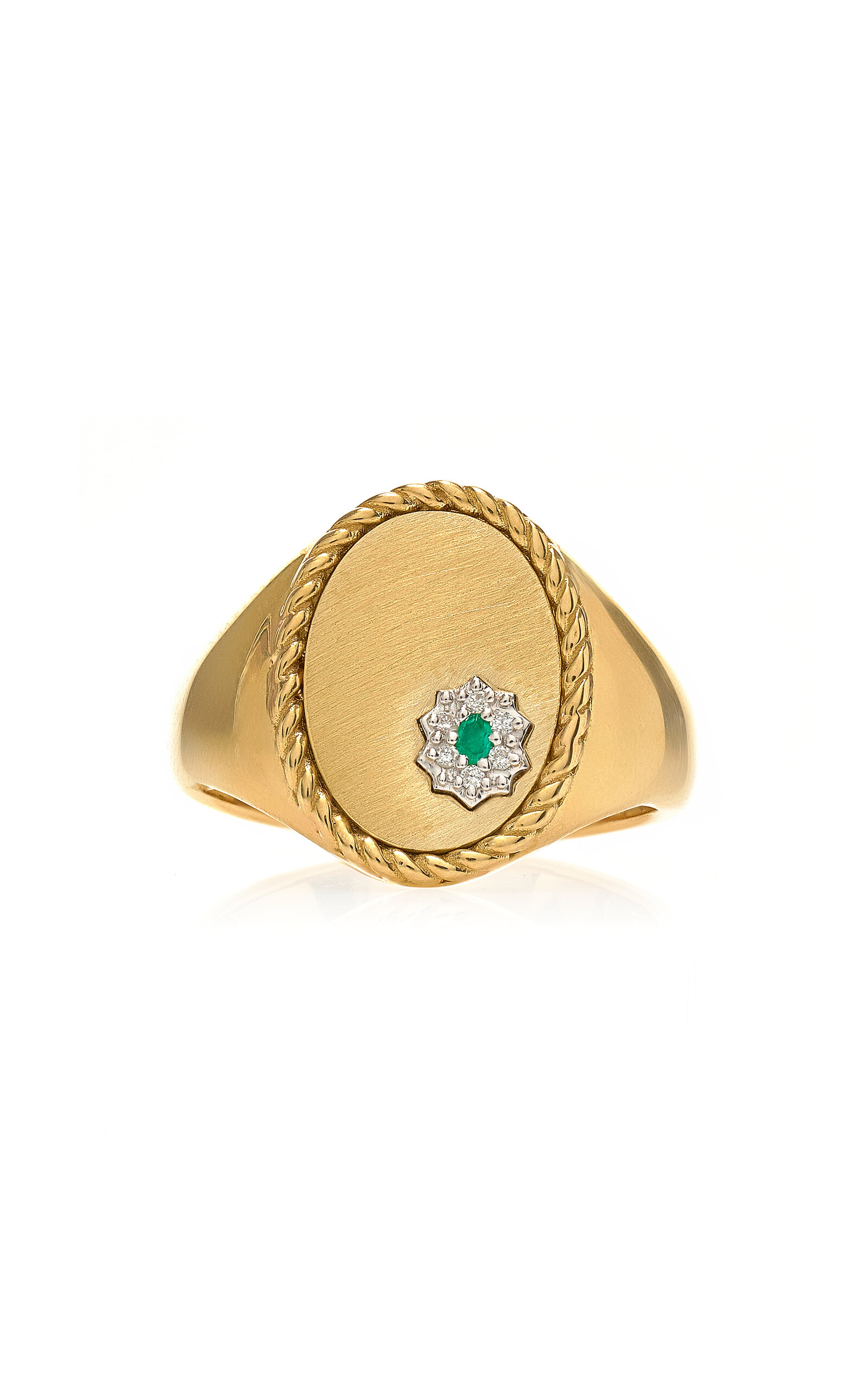 Shop Yvonne Léon 9k Yellow Gold; Diamond; And Emerald Ring In Green