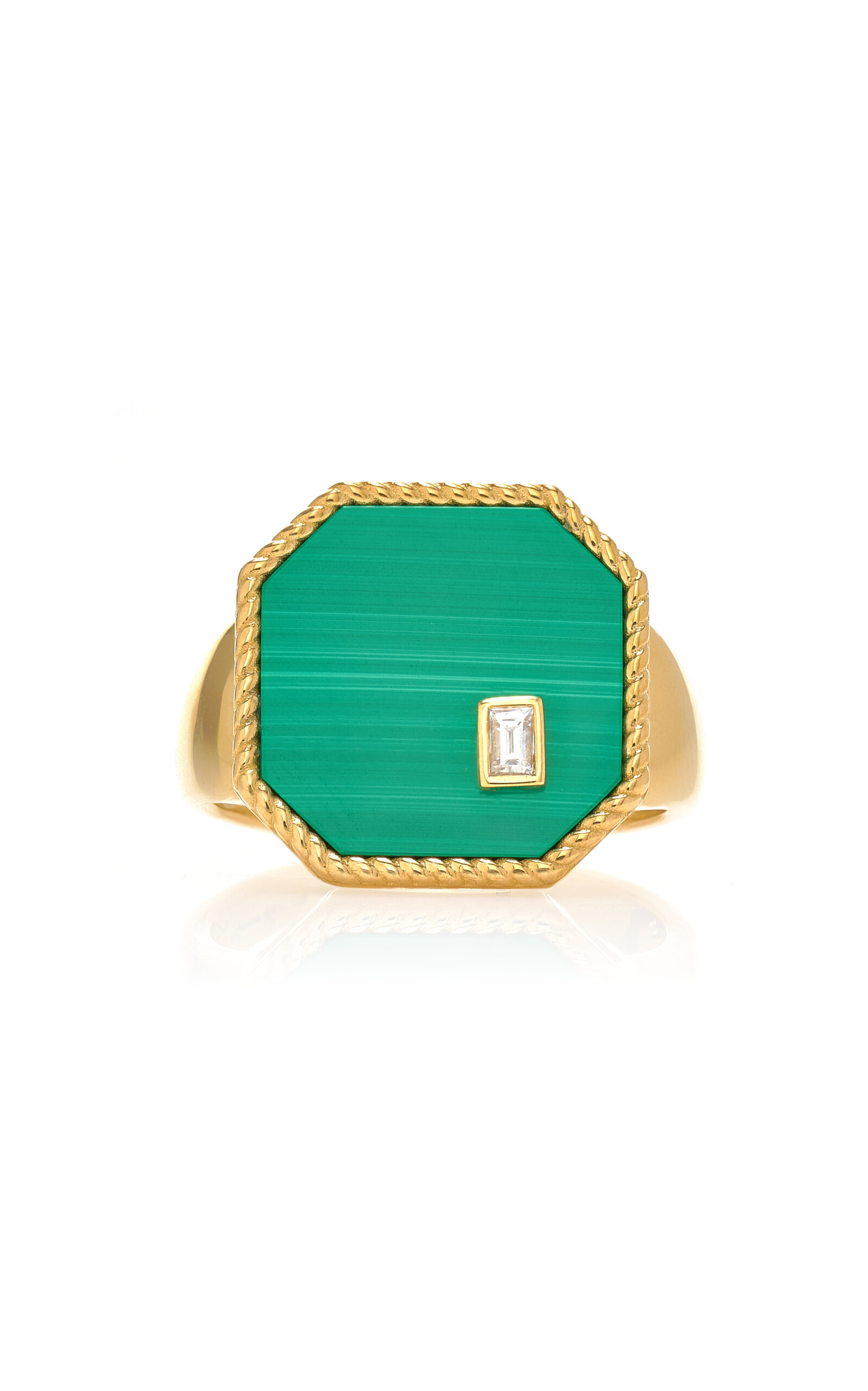 YVONNE LÉON 9K YELLOW GOLD; DIAMOND; AND MALACHITE RING 