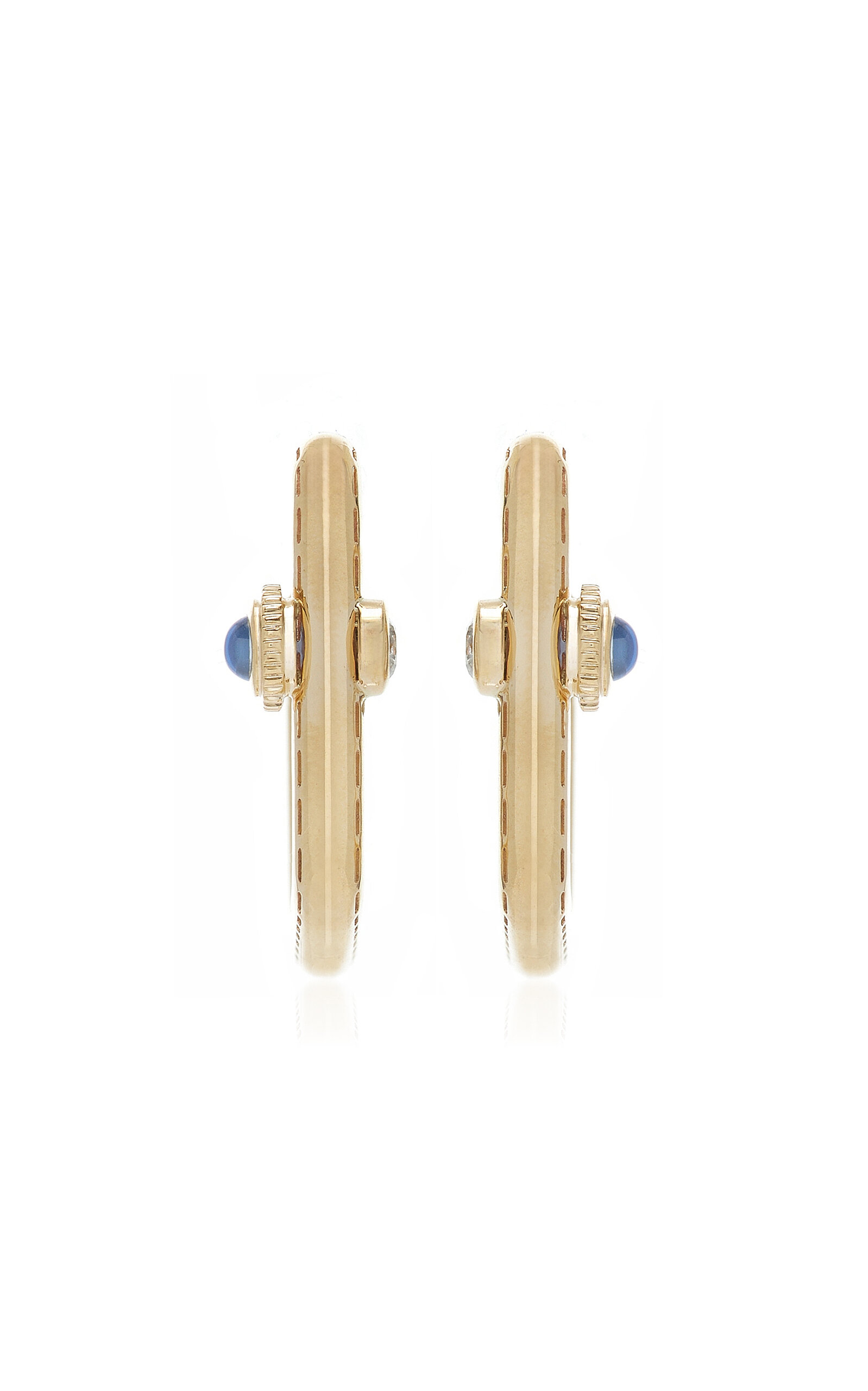 Shop Yvonne Léon Gousset 9k Yellow Gold Diamond; Sapphire Earrings