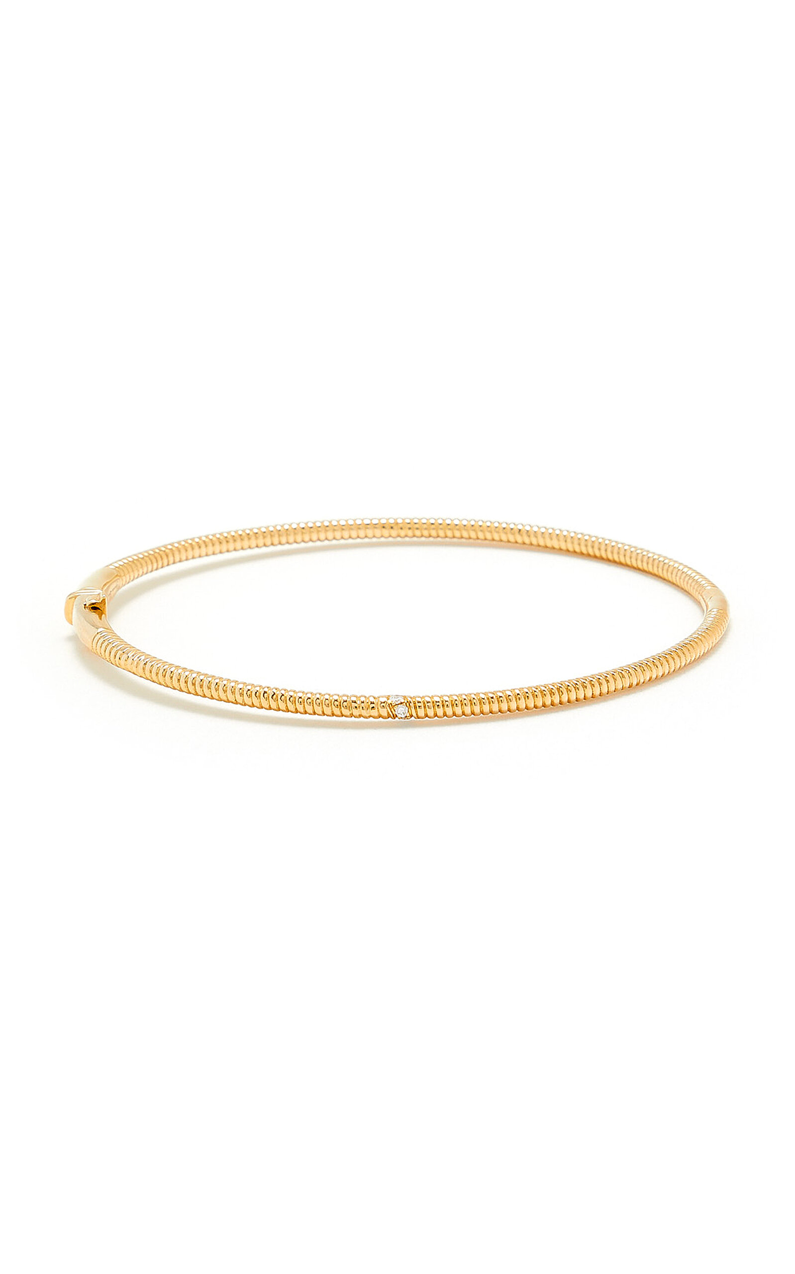 Mini Stripped 9K Yellow Gold Diamond Bangle