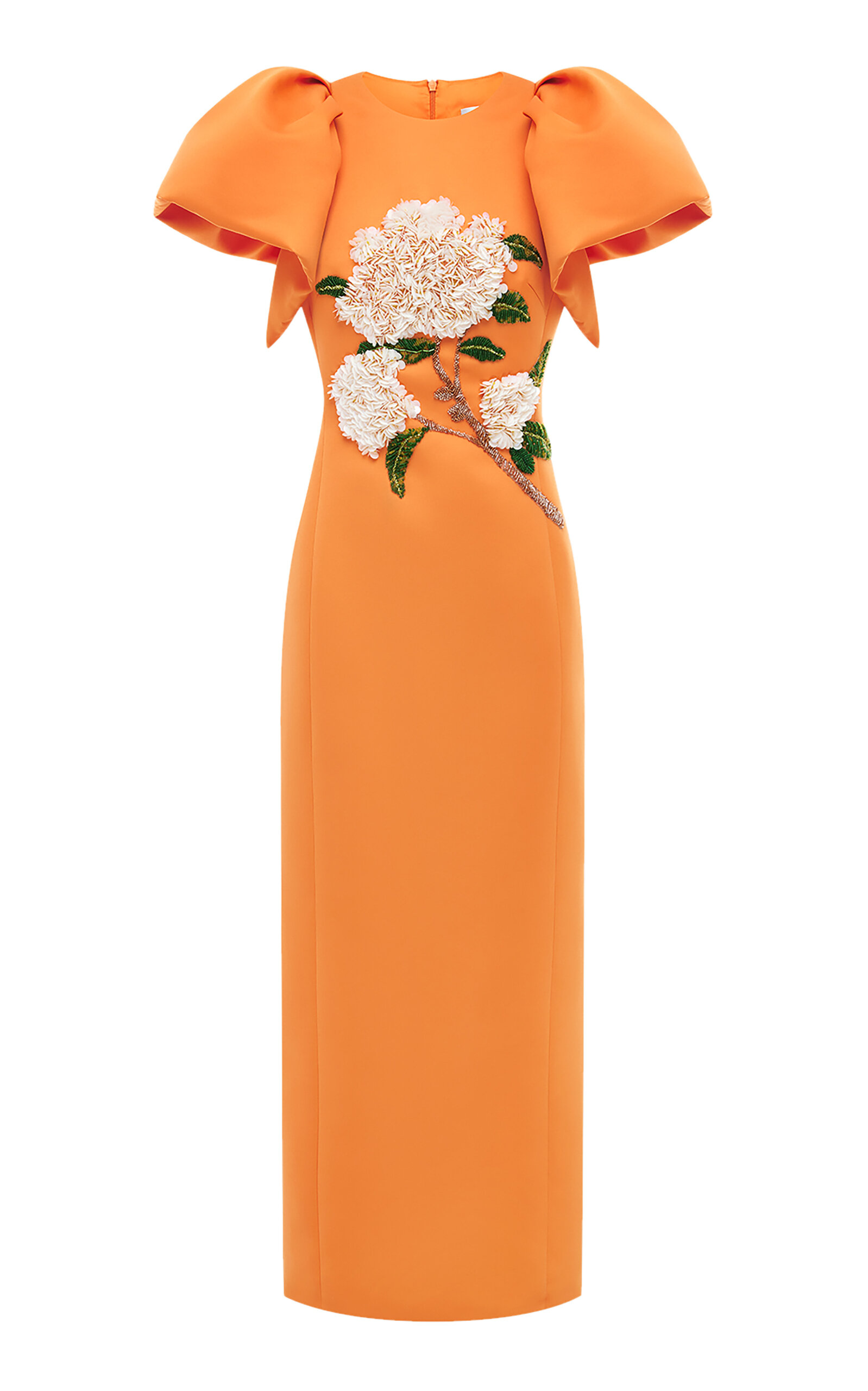 Shop Leo Lin Lucinda Embellished Crepe Maxi Dress In Orange