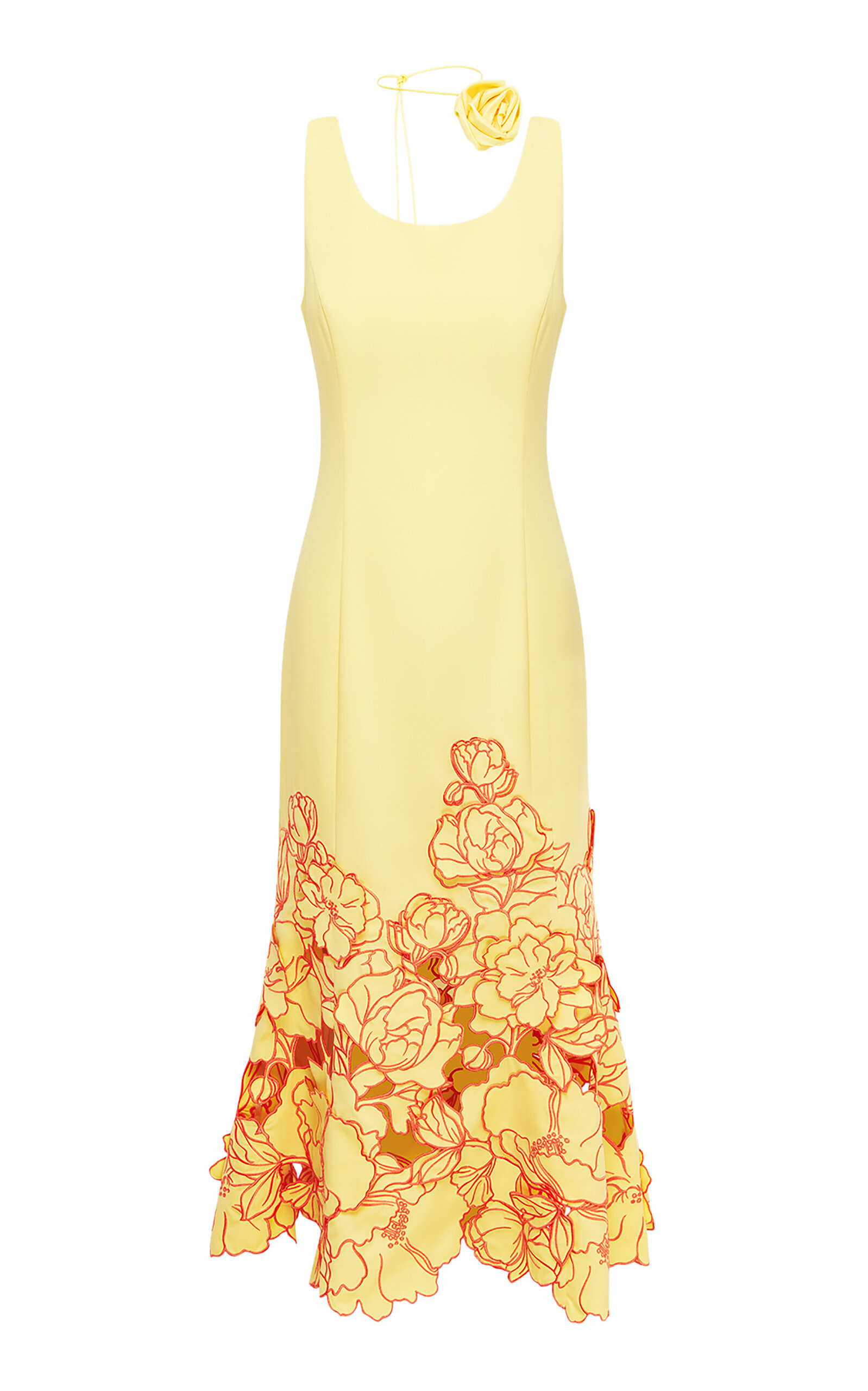 Emily Floral-Appliquéd Crepe Midi Dress