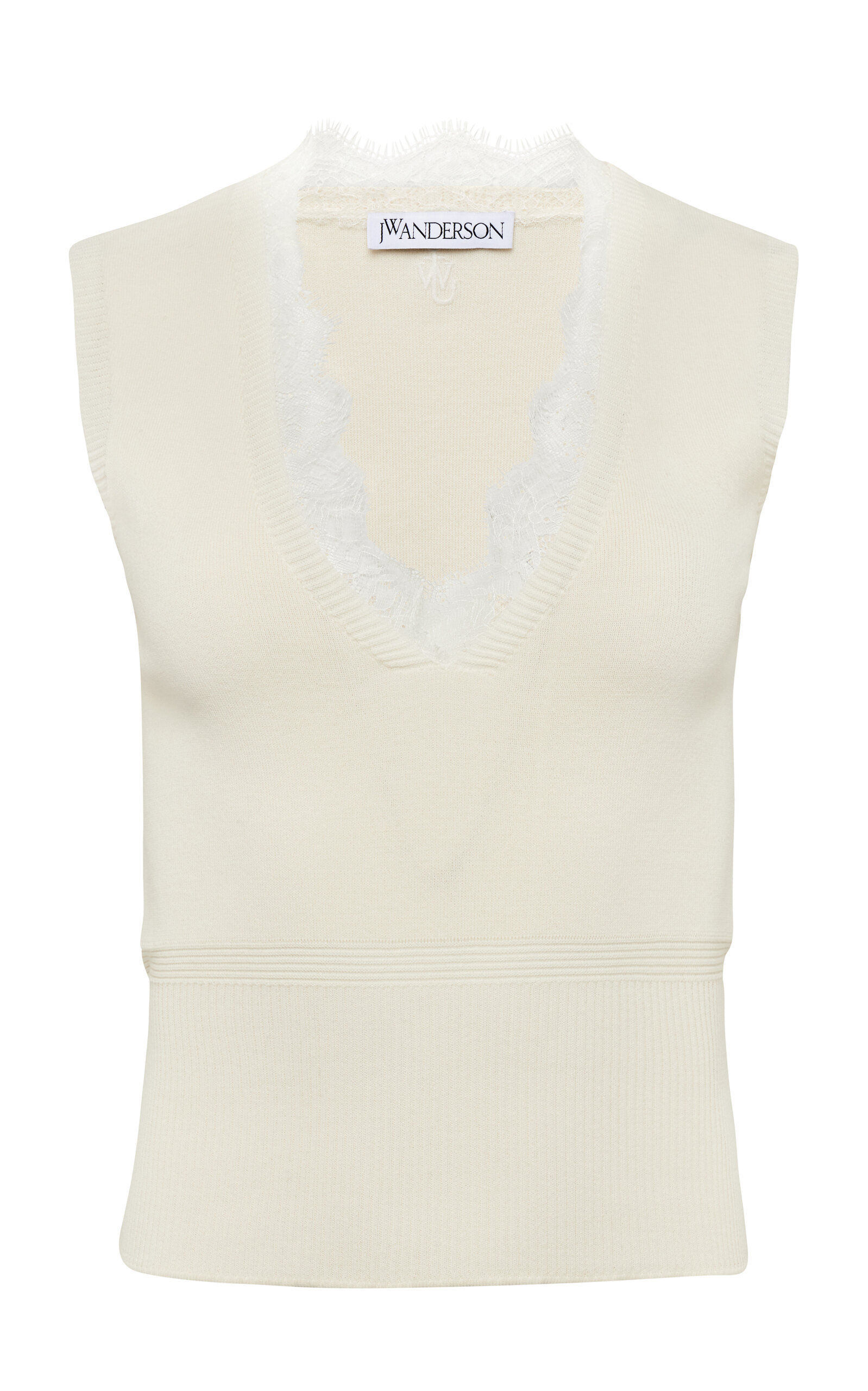 Lace-Trimmed Knit Cotton-Nylon Top