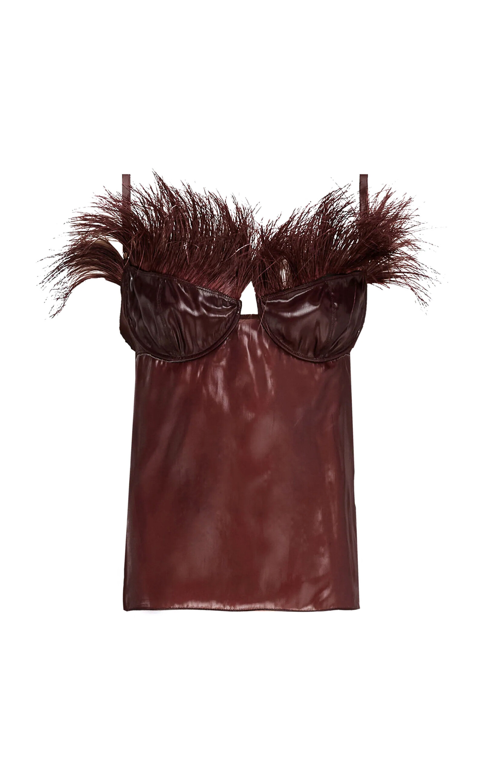 Feather-Detailed Organza Camisole Top