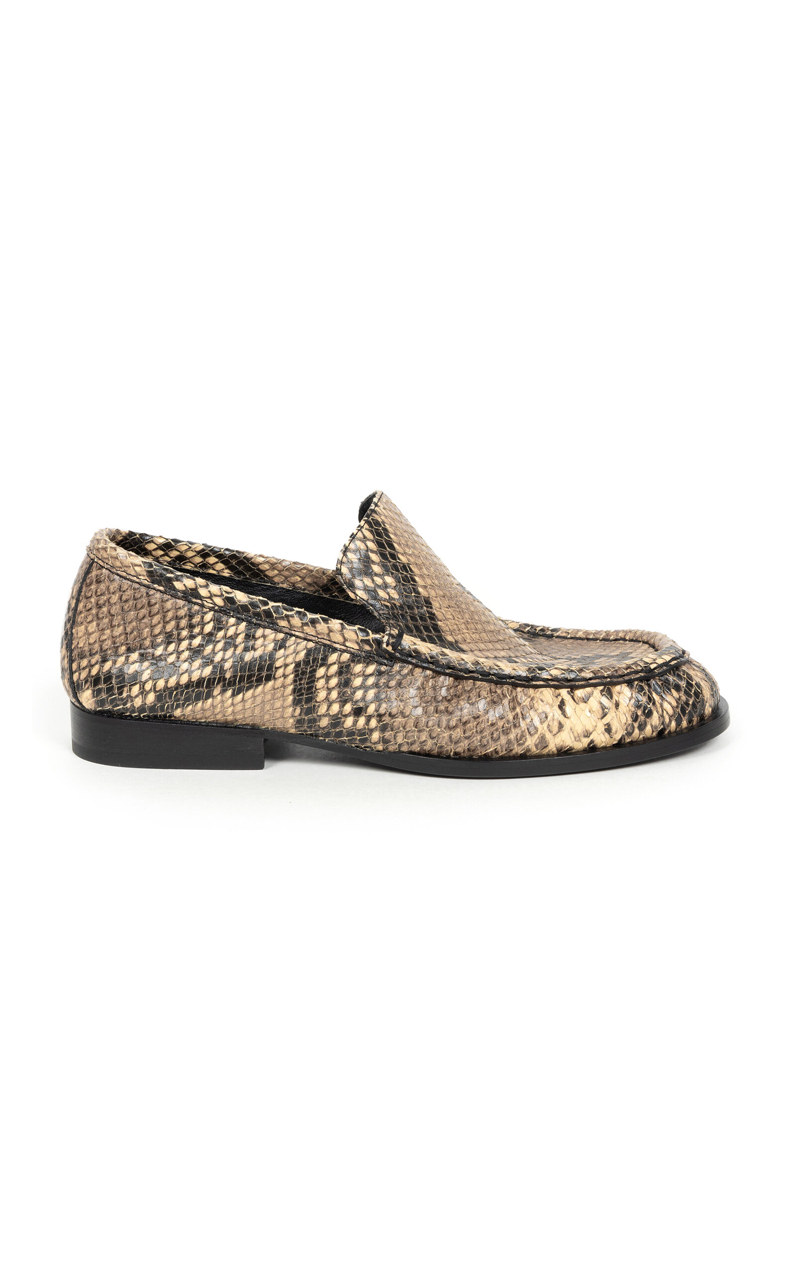 Snake-Print Leather Loafers