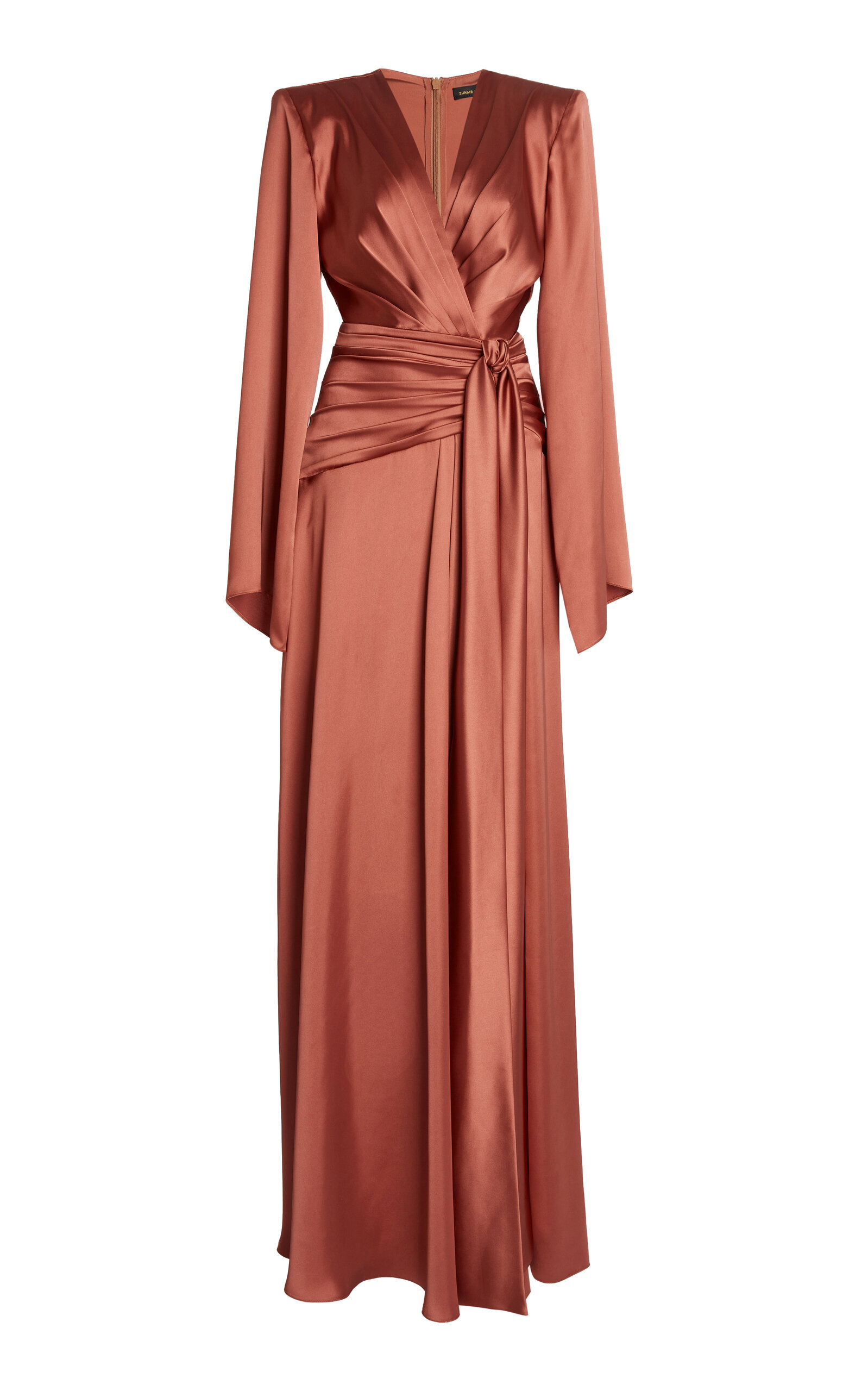 Tie-Detailed Satin Gown