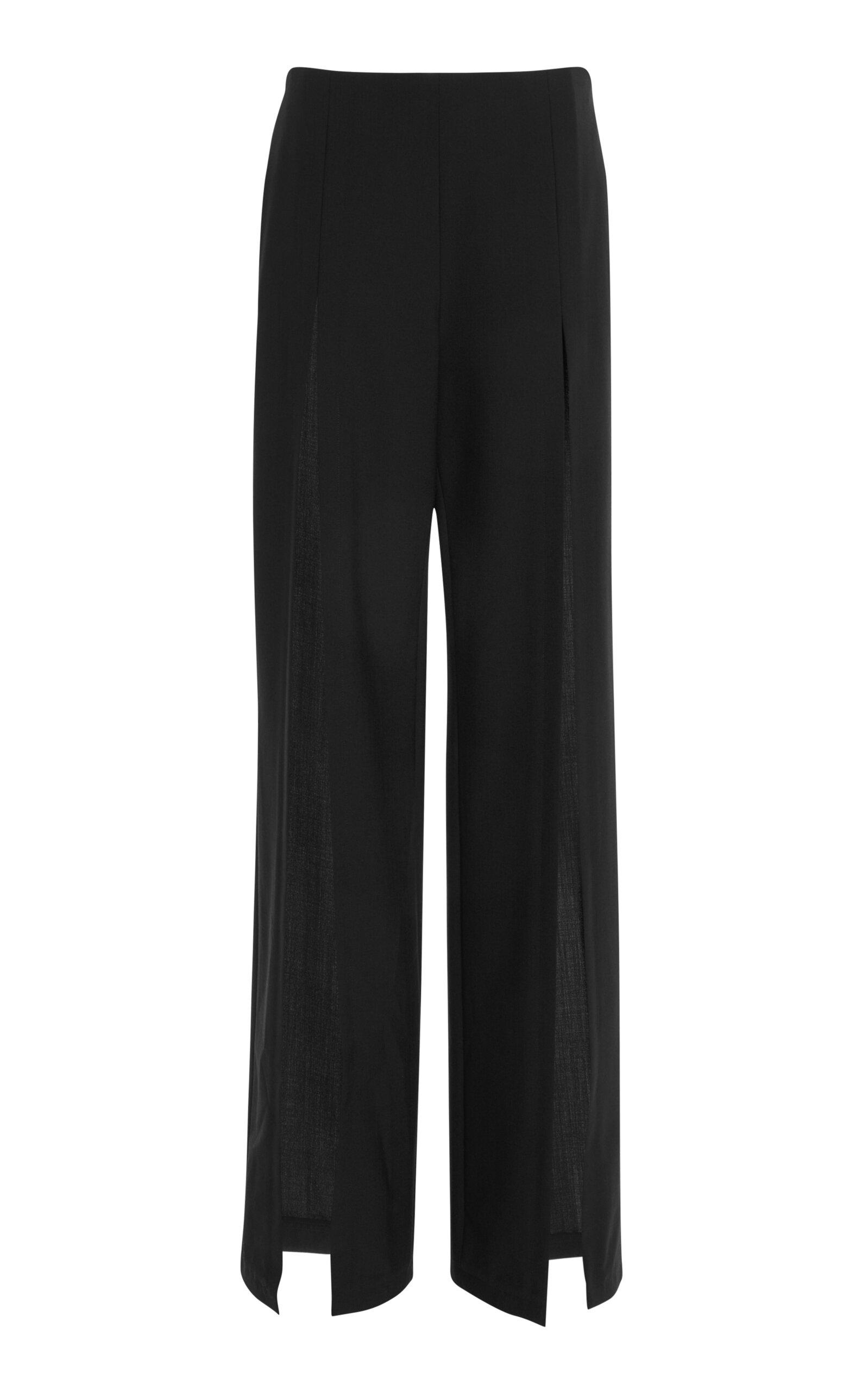 Shop Nensi Dojaka Front-slit Tailored High-rise Trousers In Black