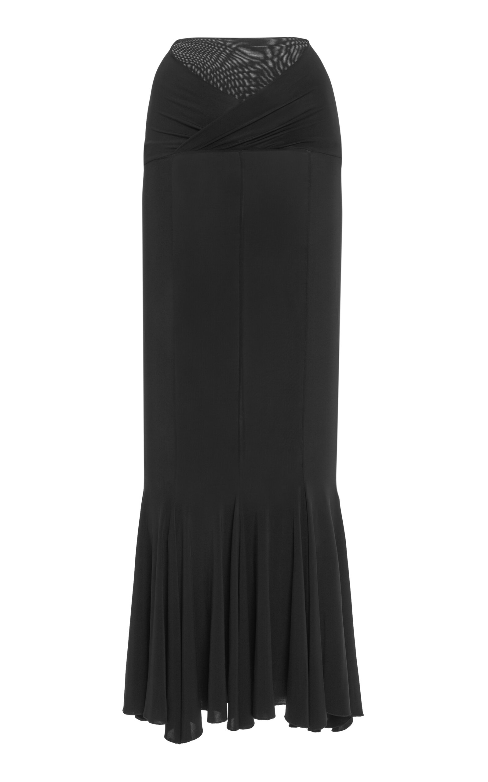 V-Waist Flared Midi Skirt