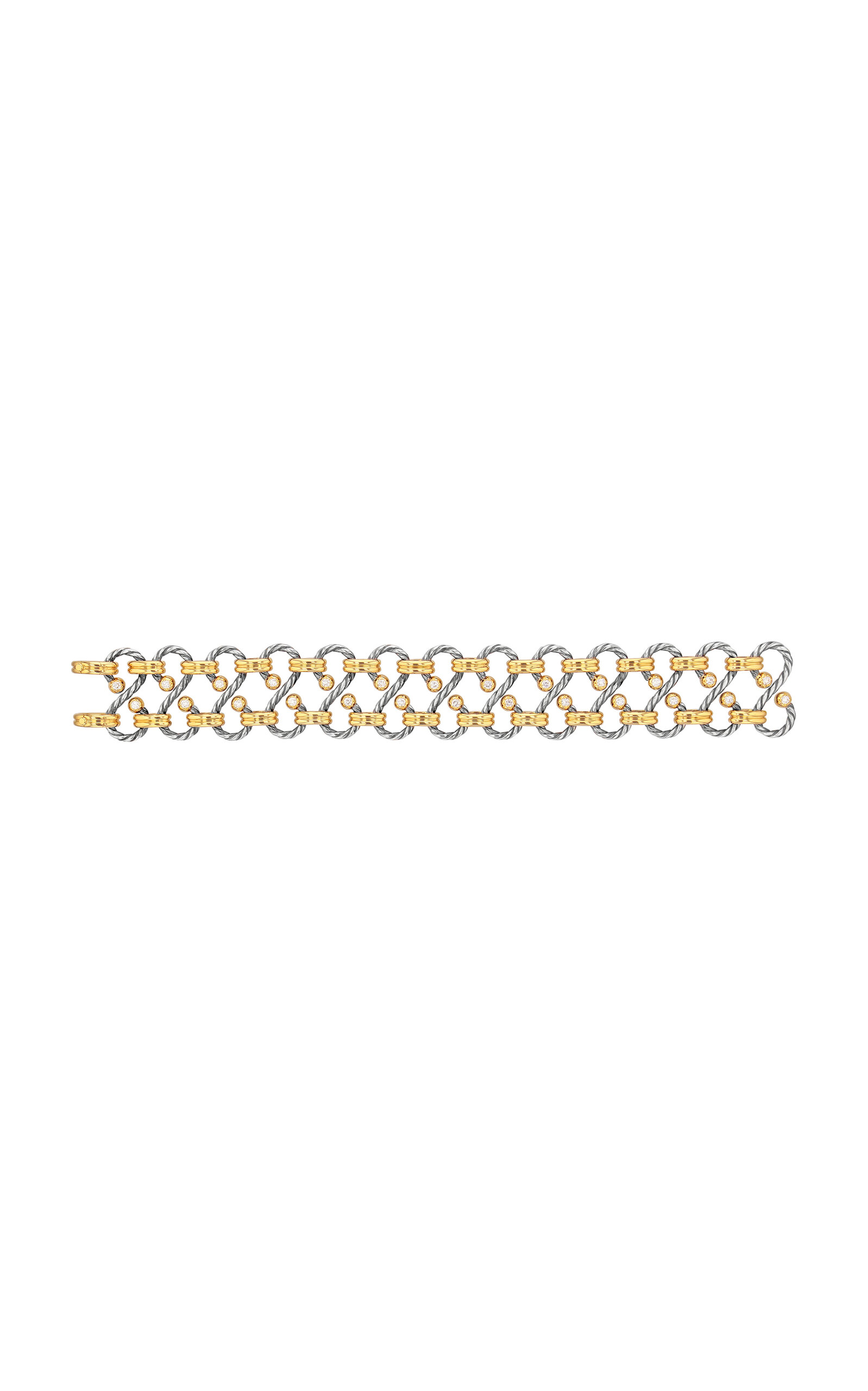 Medium Twist 18K Yellow Gold; Sterling Silver Diamond Bracelet